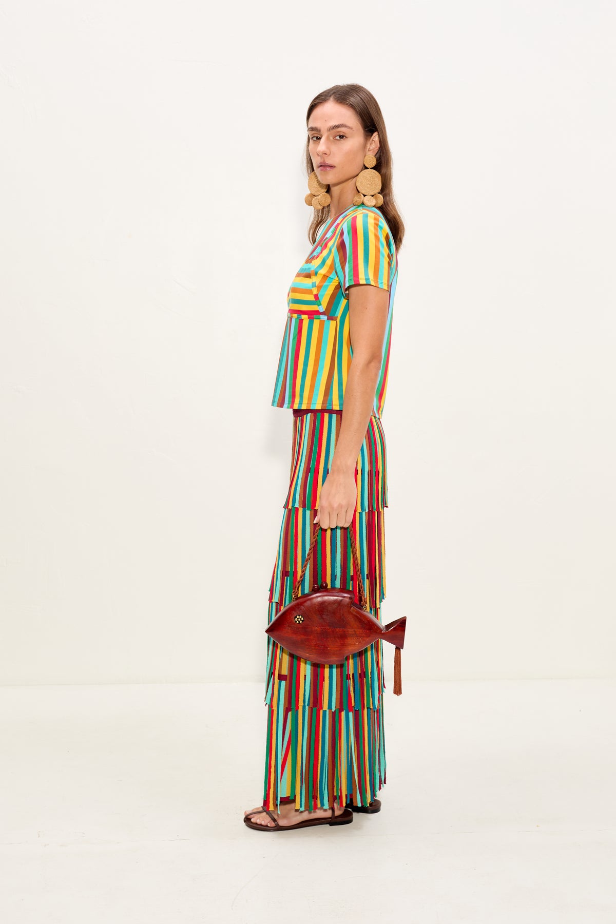 Za Za Knit Skirt In Vibrant Multi Stripe