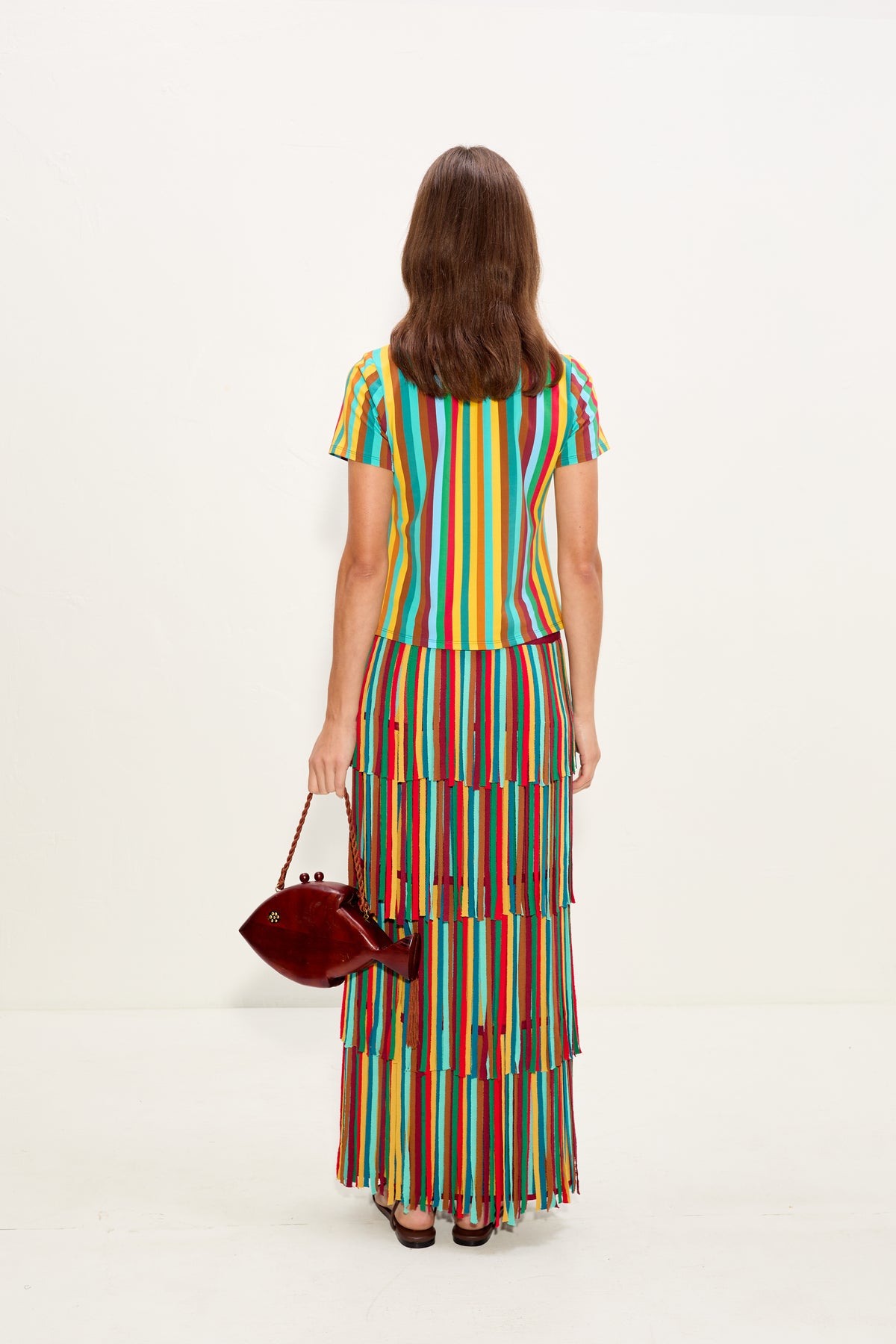Za Za Knit Skirt In Vibrant Multi Stripe