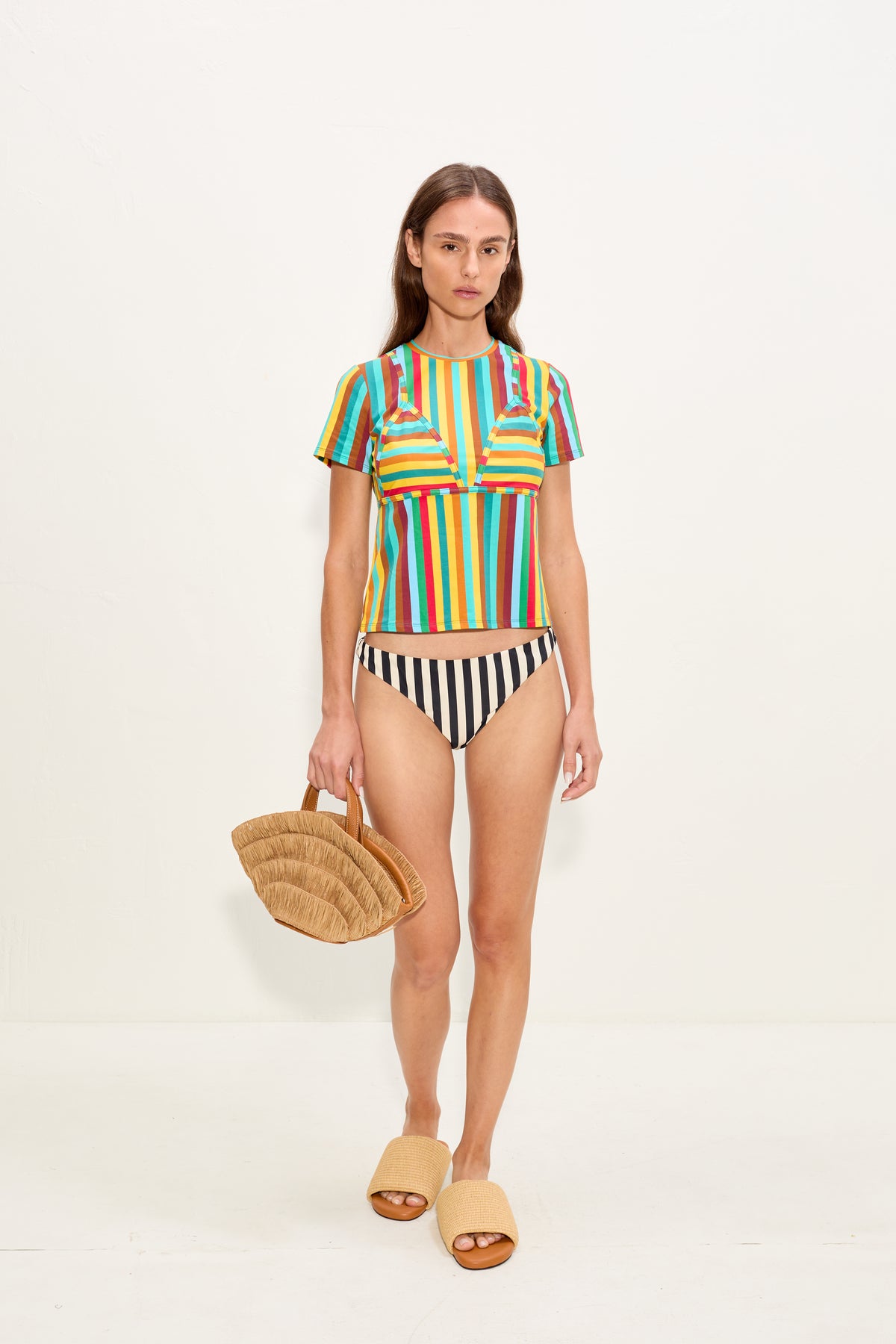 Kini Striped Tee In Vibrant Multi Stripe