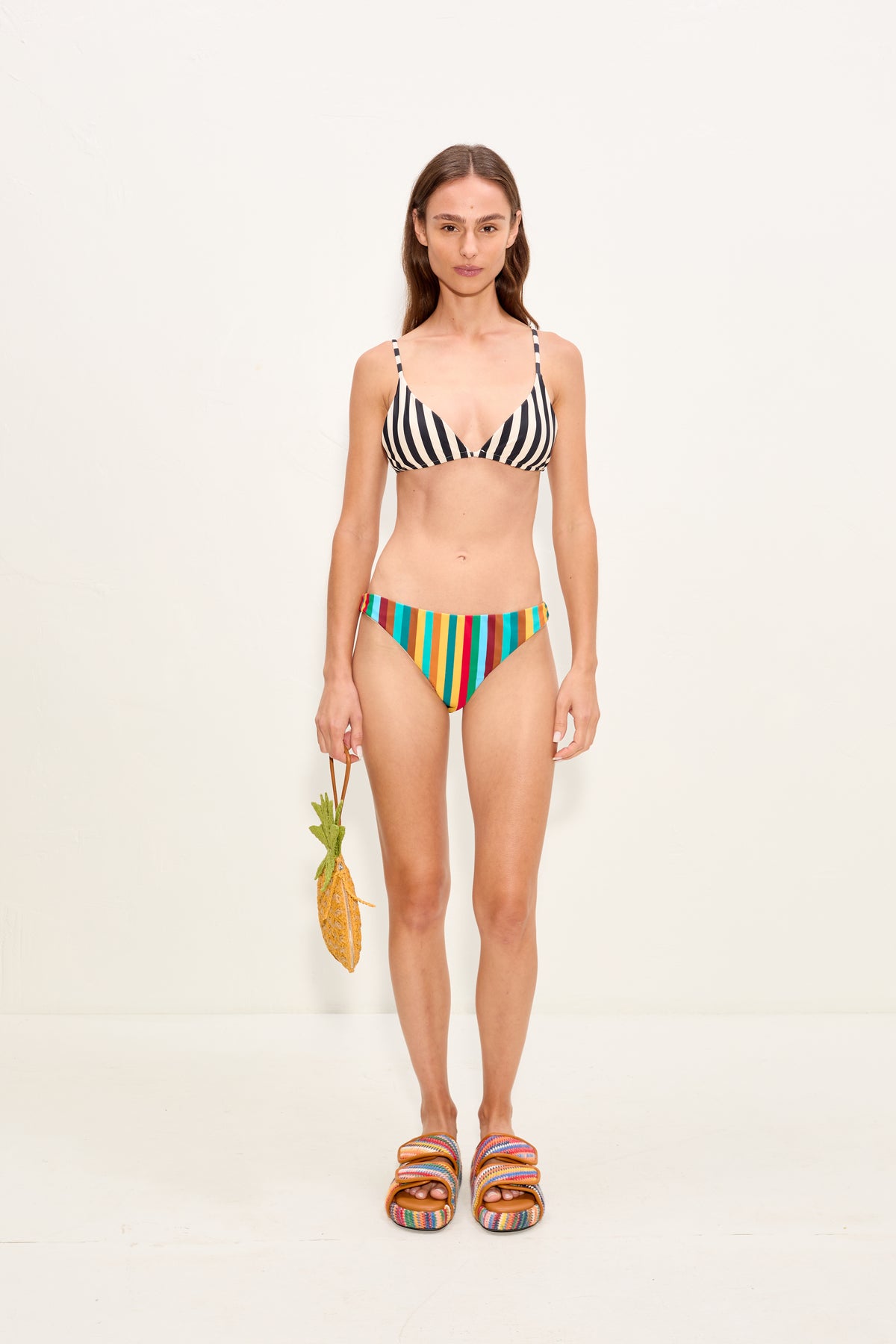 Bwai Bikini Bottom In Vibrant Multi Stripe