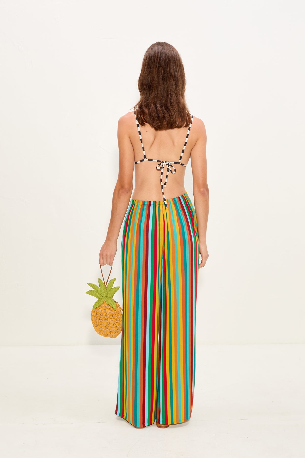 Nella Crepe Wide Leg Pant In Vibrant Multi Stripe