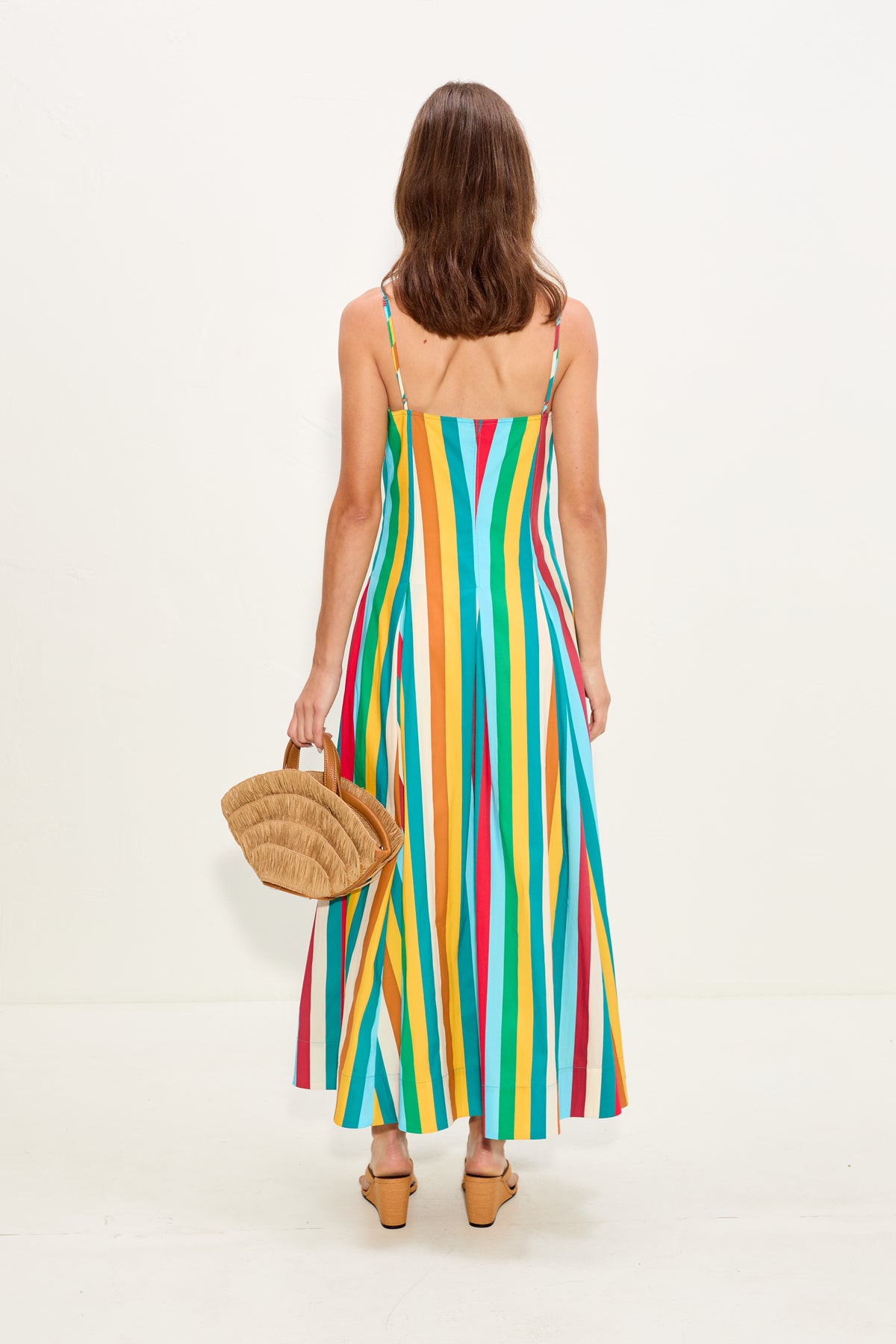 Astrid Poplin Dress In Vibrant Multi Stripe