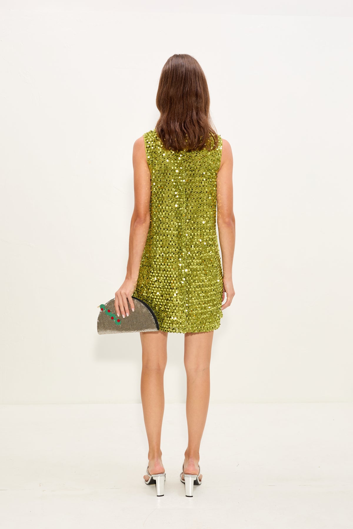 Fountain Sequin Dress In Metallic Pear