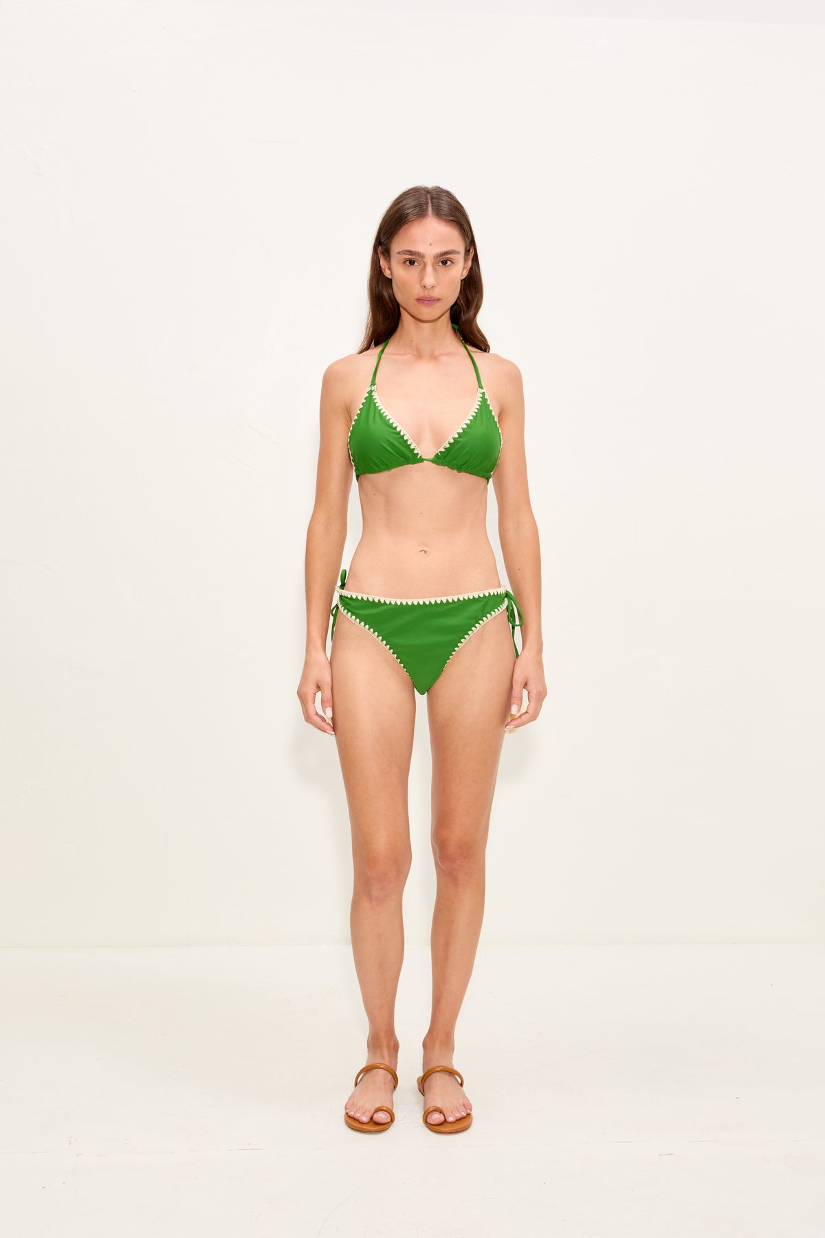 Bwai Embroidered Bikini Bottom In Grass Green