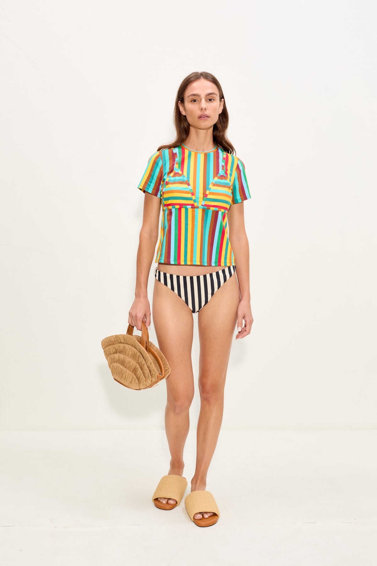 Bwai Bikini Bottom In Black/White Stripe