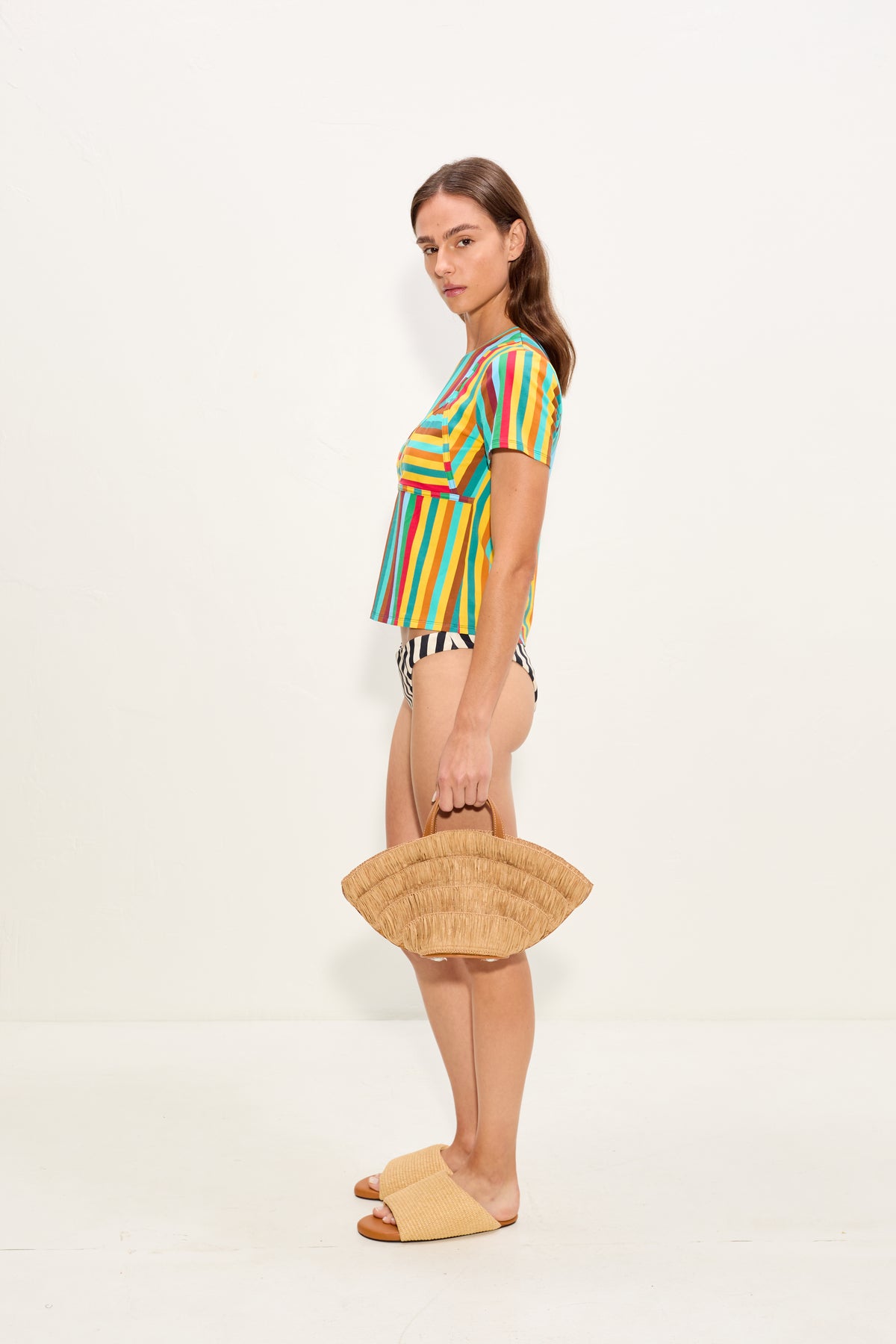 Bwai Bikini Bottom In Black/White Stripe