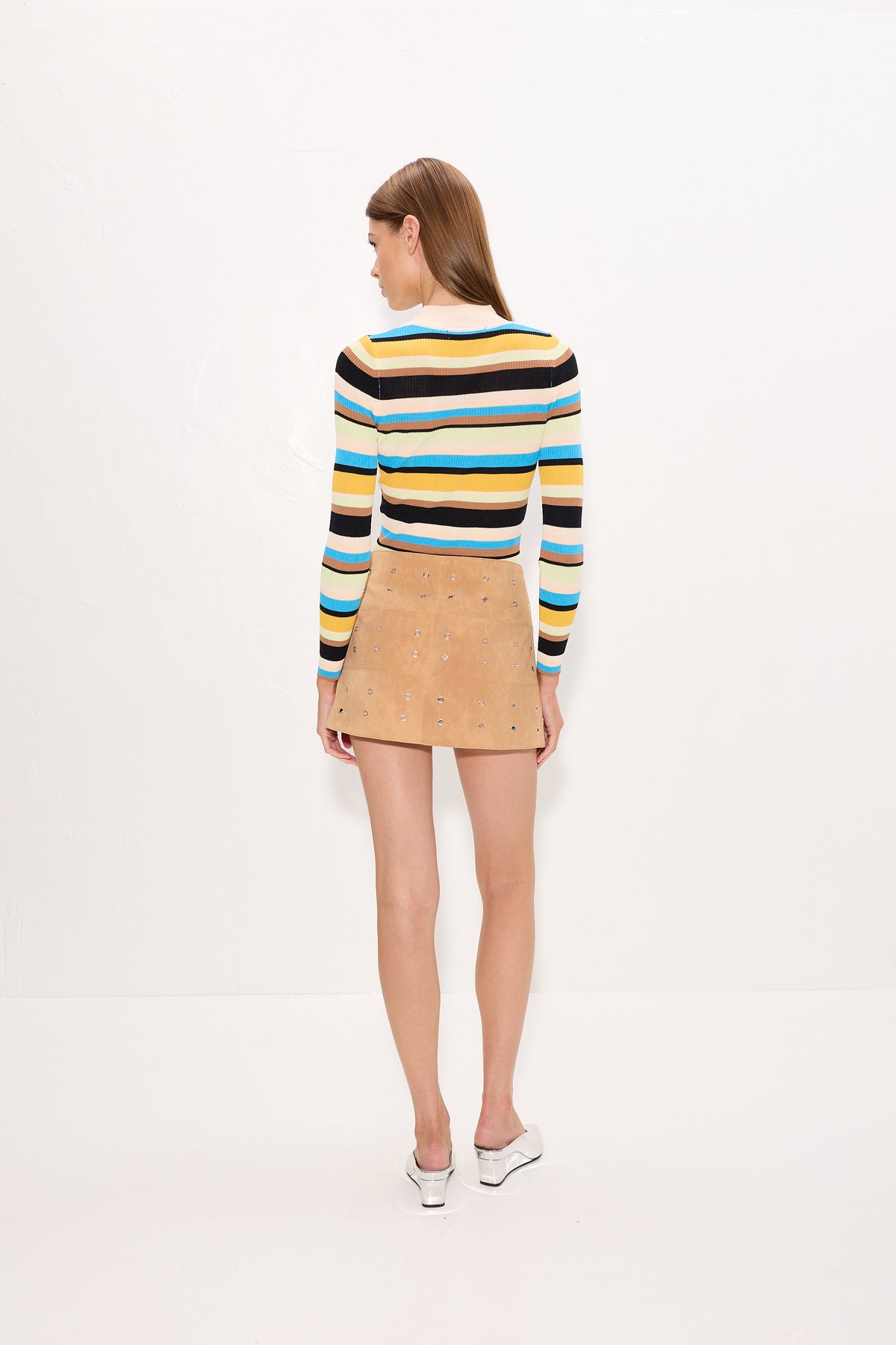 Nya Vegan Leather Mini Skirt In Sand