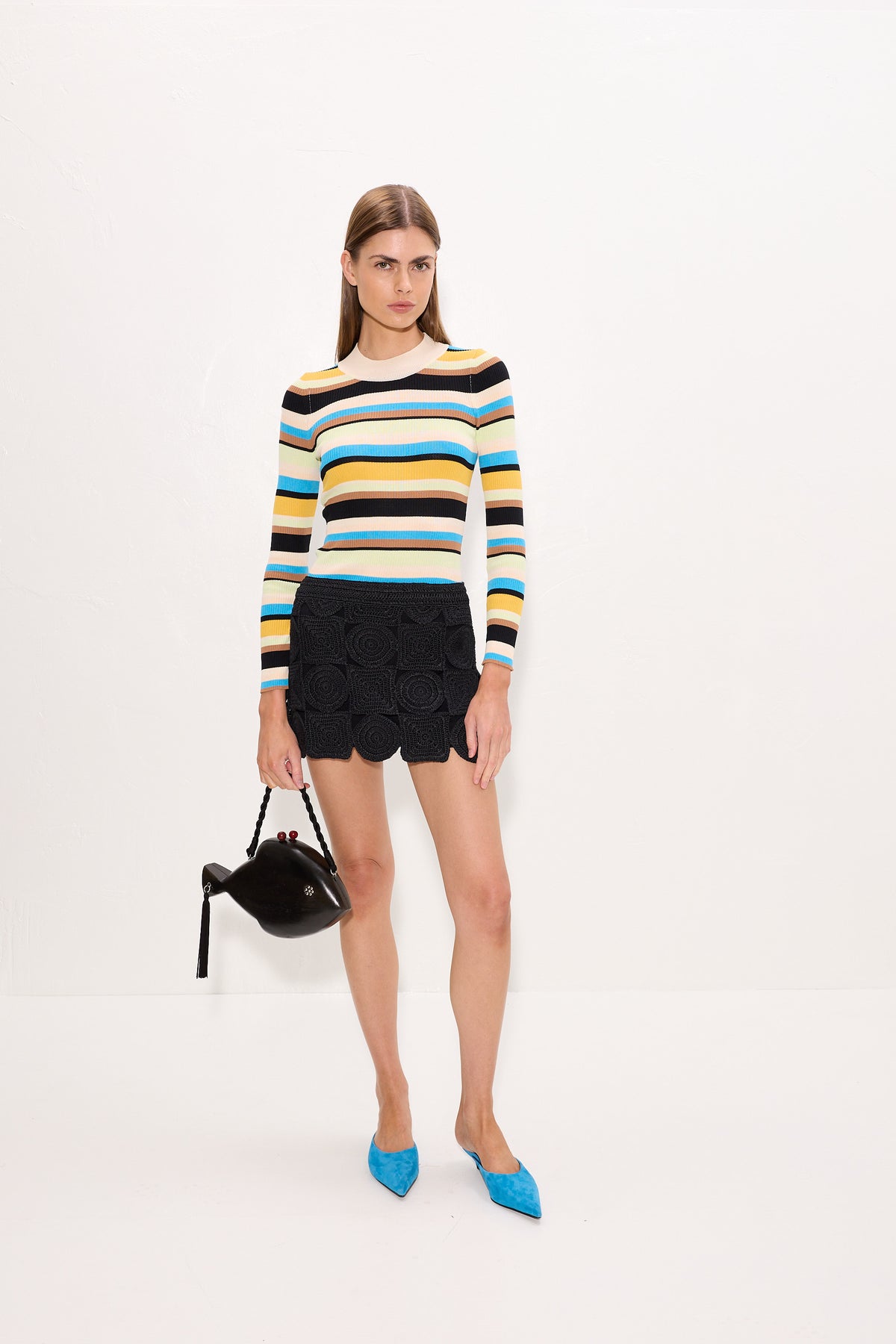 Beep Beep Mini Skirt In Black Multi-Shape