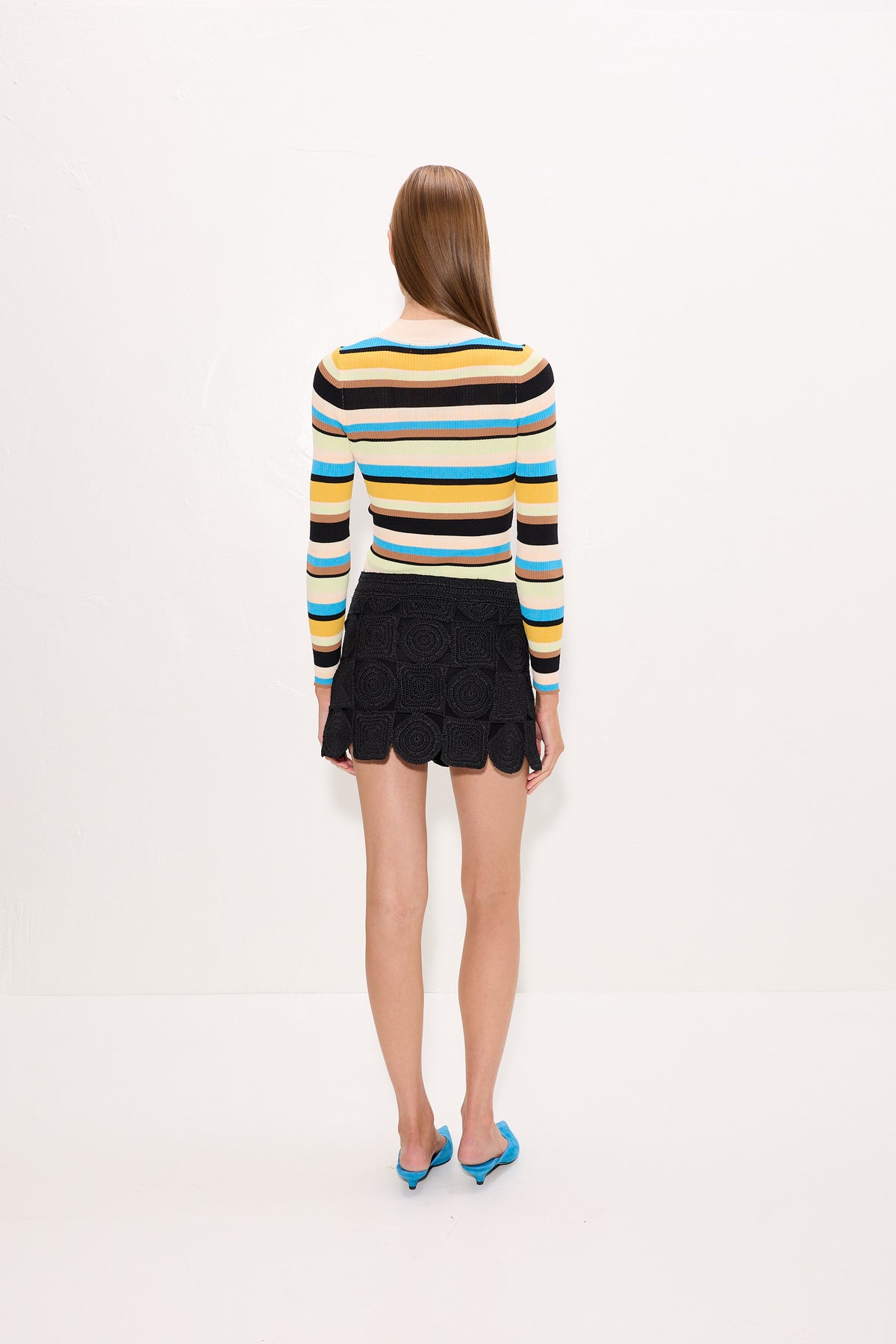 Mika Knit Long Sleeve Top In Ocean Stripe