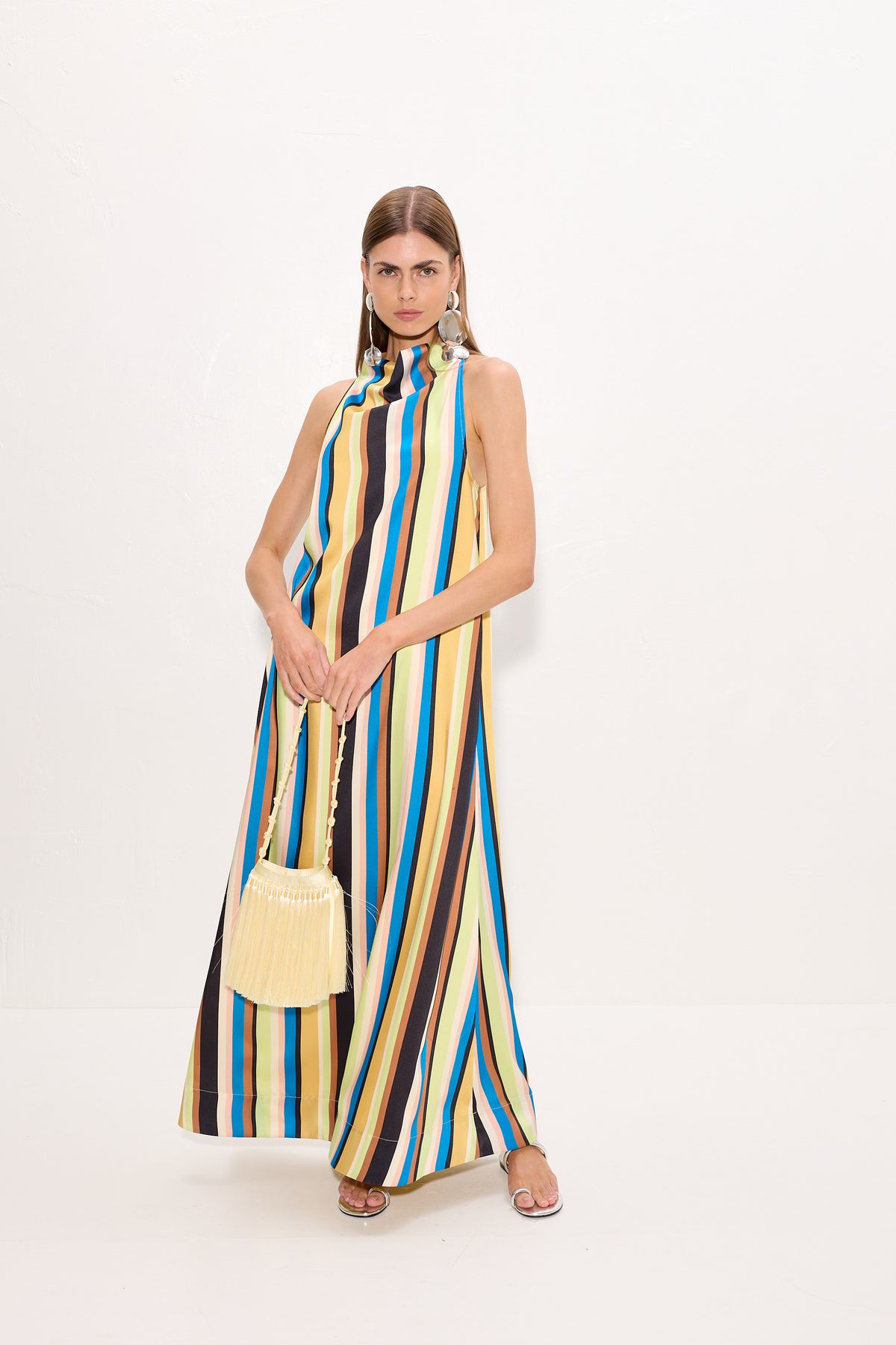 Mona Twill Dress In Ocean Stripe