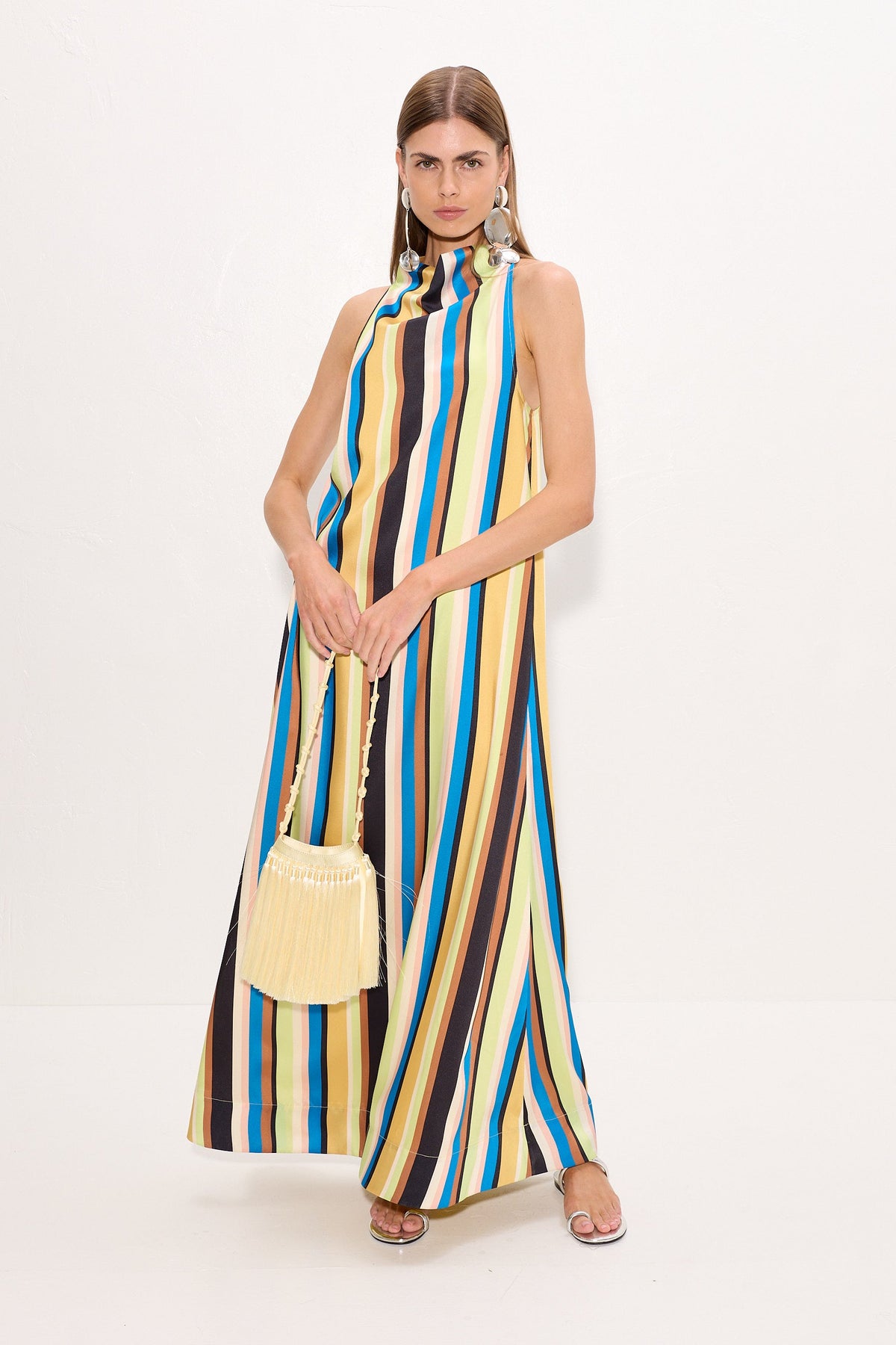 Mona Twill Dress In Ocean Stripe