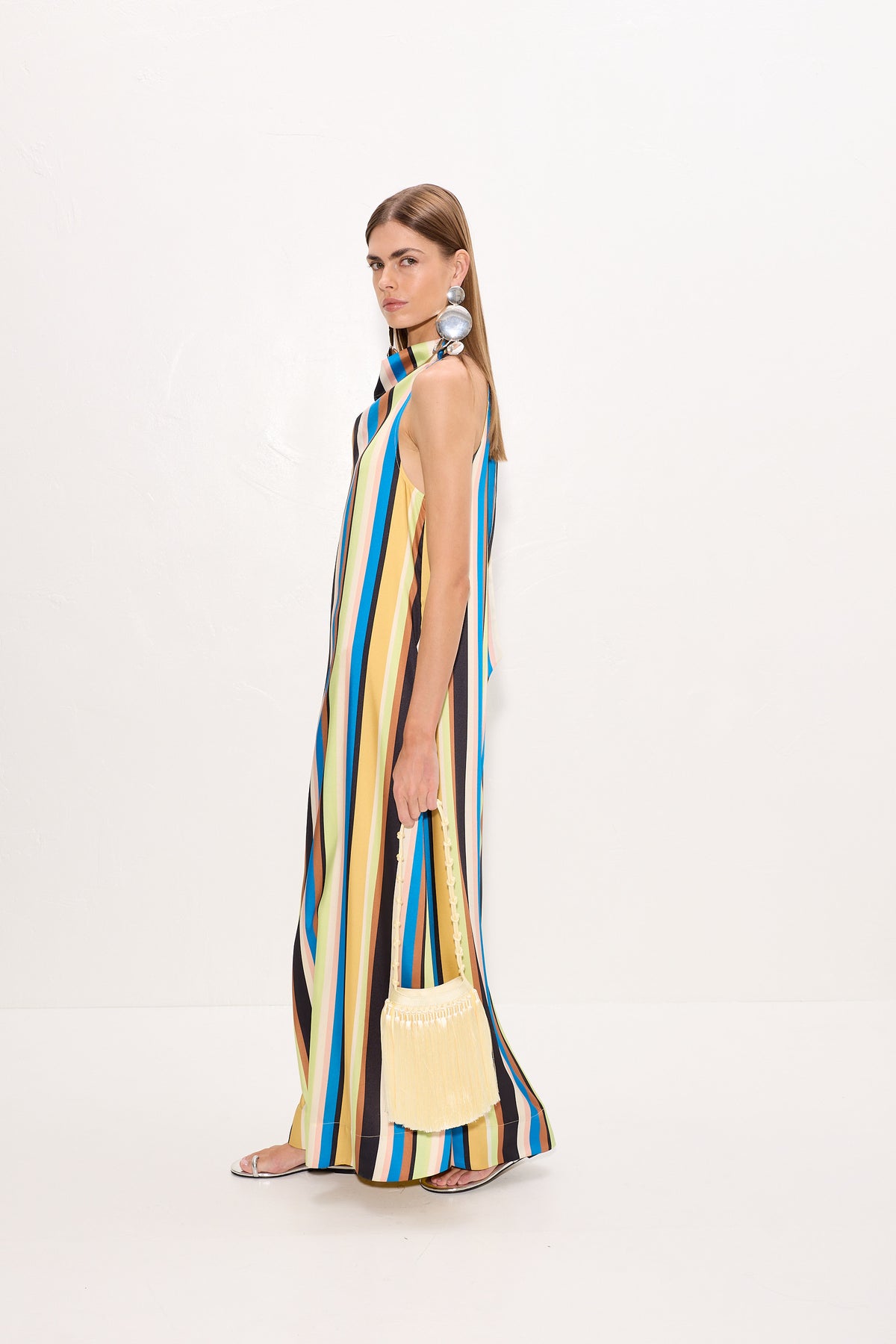 Mona Twill Dress In Ocean Stripe