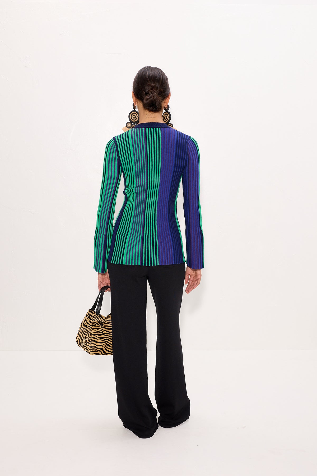 Misha Knit Cardigan In Cool Tone Rib