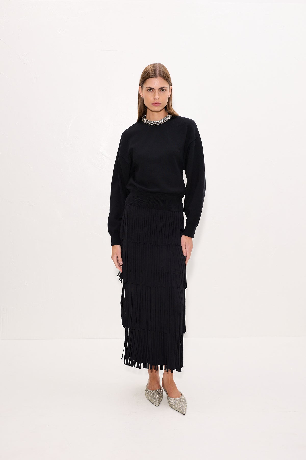 Lillian Embellished Sweater In Black