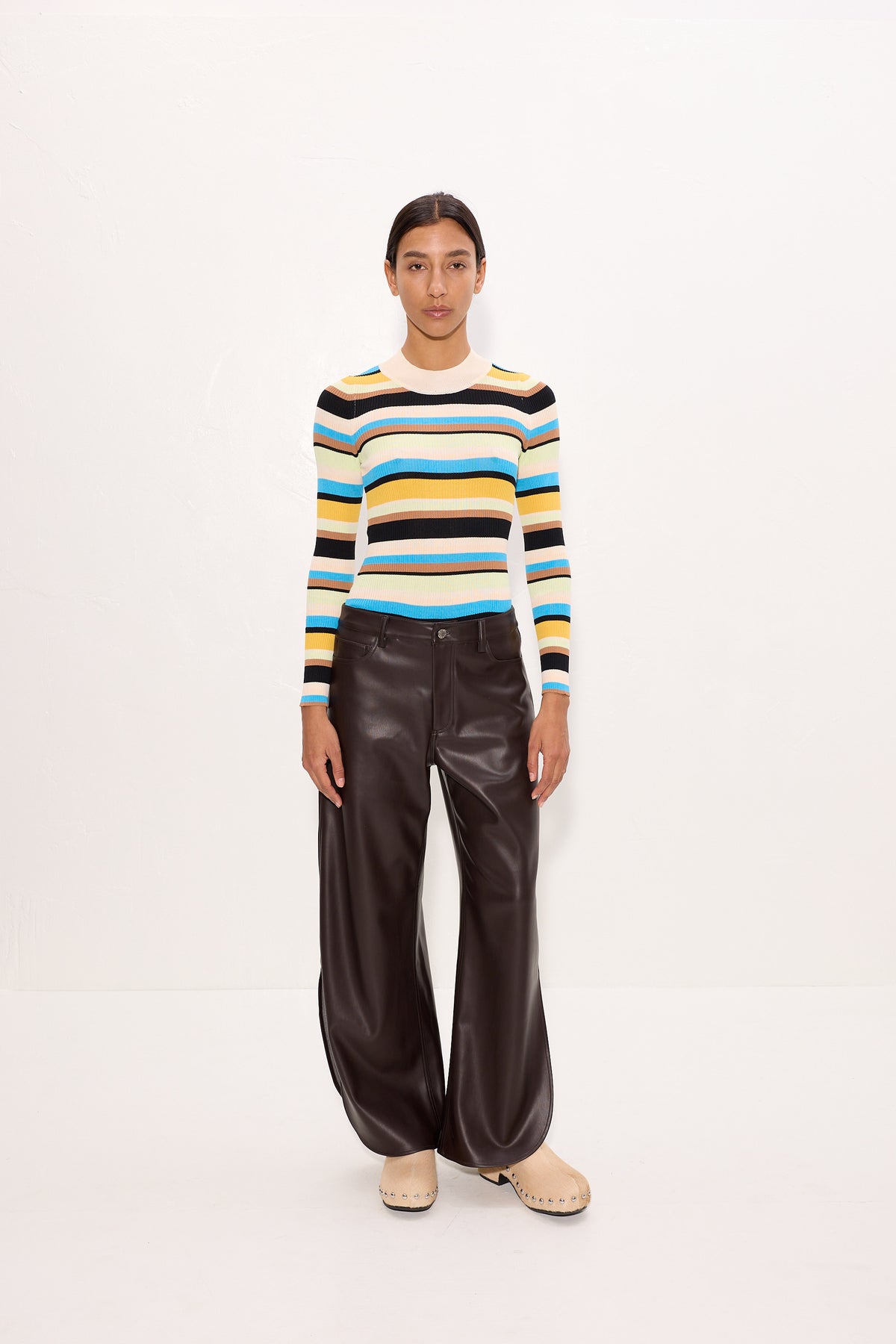 Livia Vegan Leather Pant In Dark Choco Brown