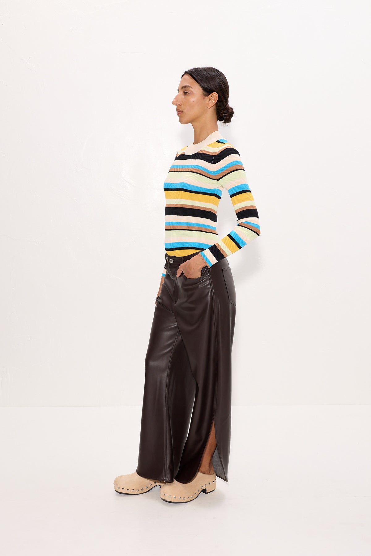 Livia Vegan Leather Pant In Dark Choco Brown