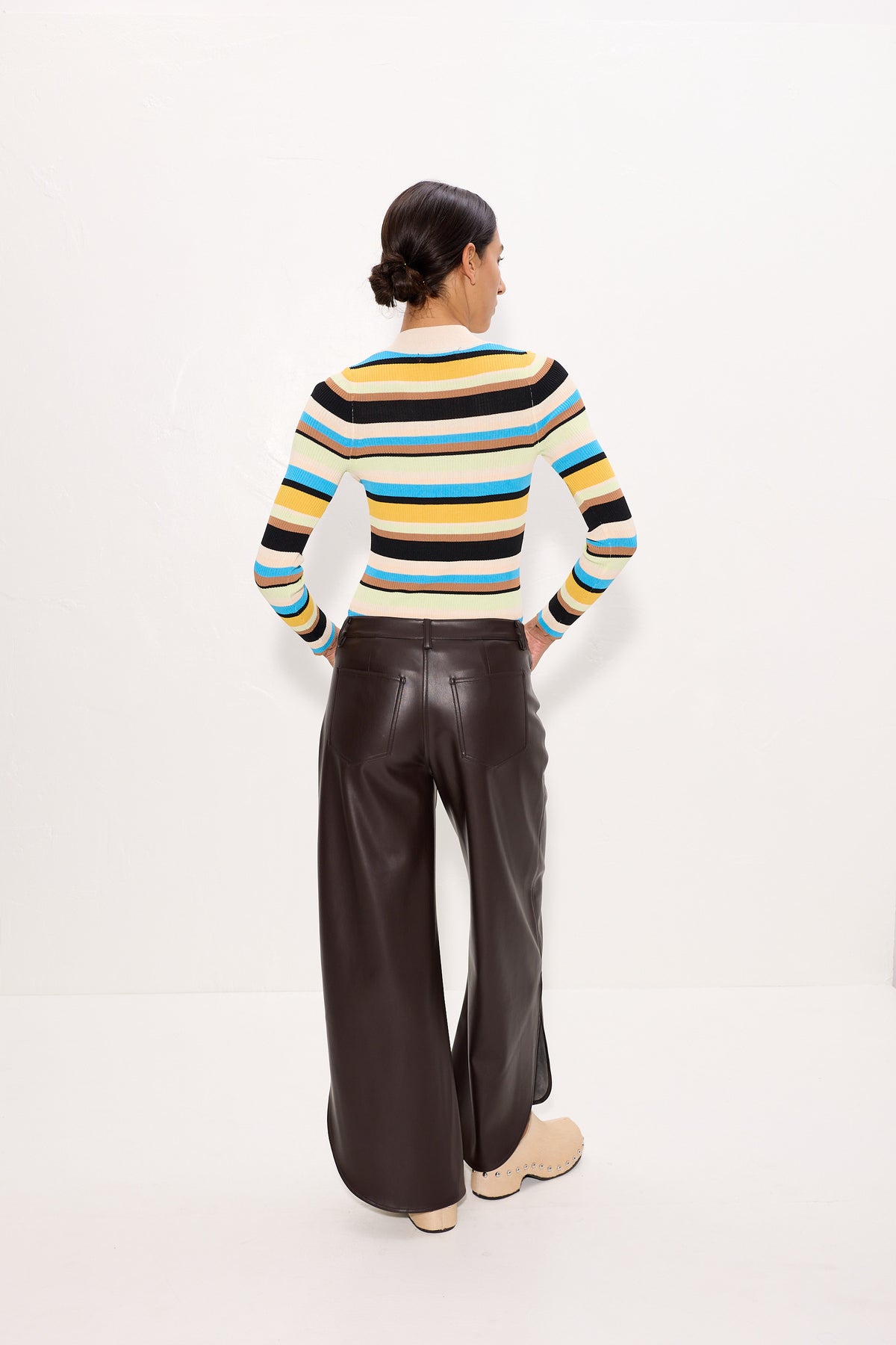 Livia Vegan Leather Pant In Dark Choco Brown