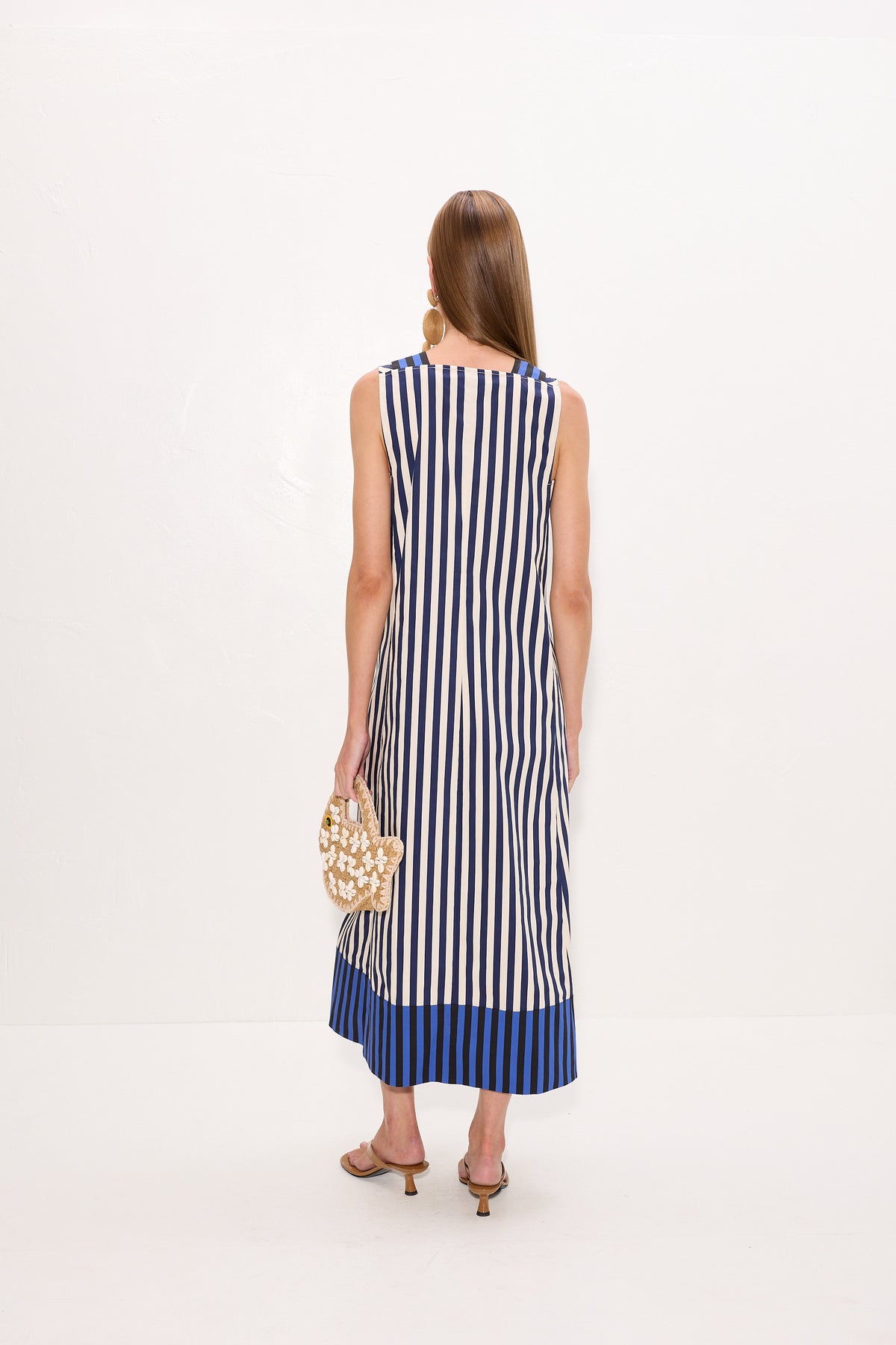 Mar Poplin Dress In Cobalt Stripe Combo