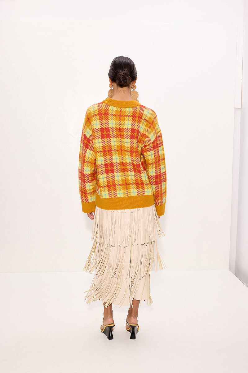 Calder Knit Sweater In Solar Plaid