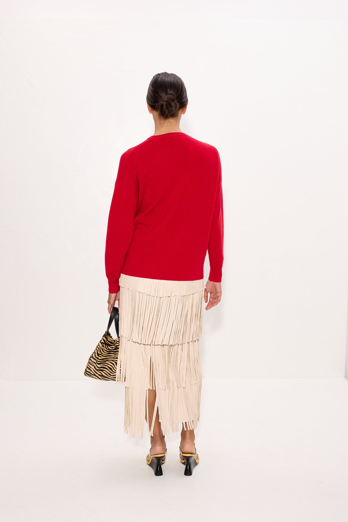Vista Merino Blend Sweater In Butter/Classic Red