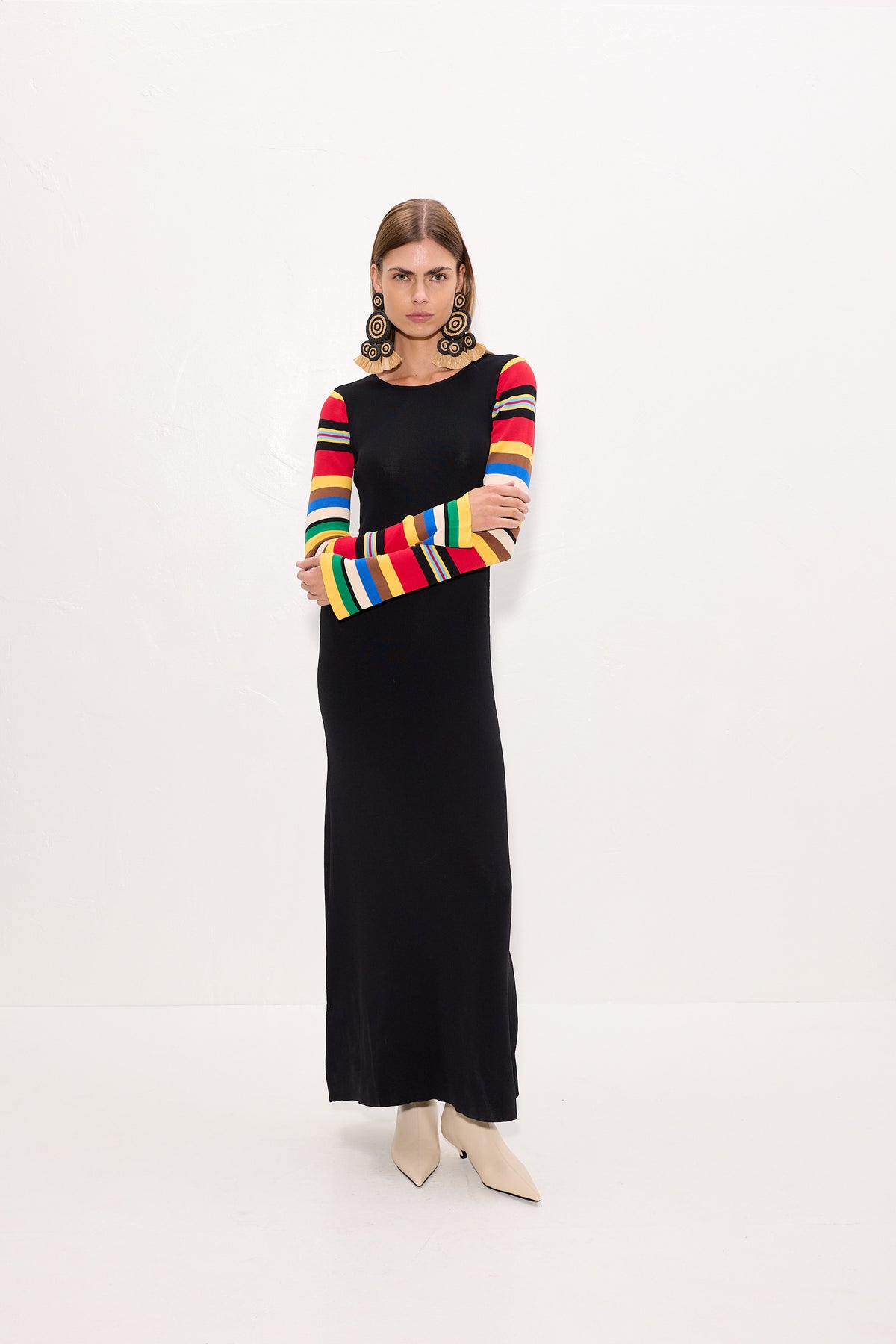 Adri Knit Maxi Dress In Black/Multi Stripe