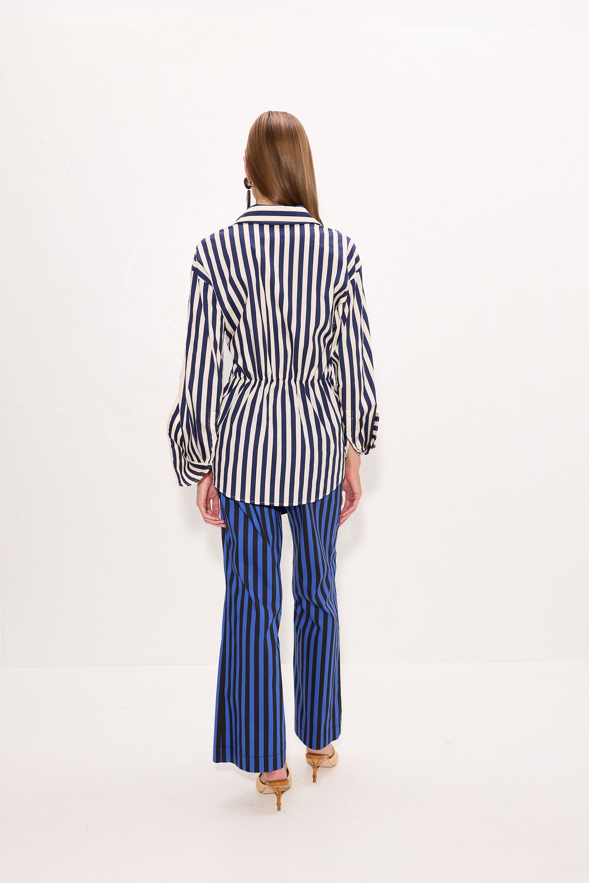 Pia Poplin Pant In Cobalt Stripe
