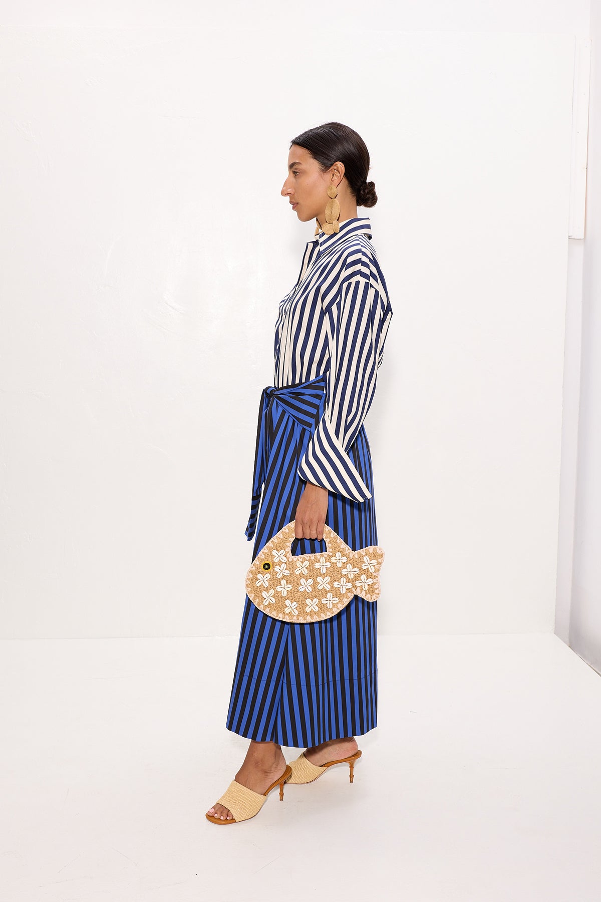 Inna Poplin Maxi Dress In Cobalt Stripe Combo