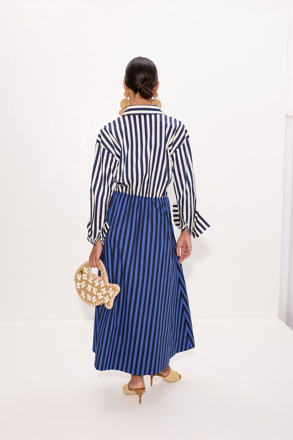 Inna Poplin Maxi Dress In Cobalt Stripe Combo