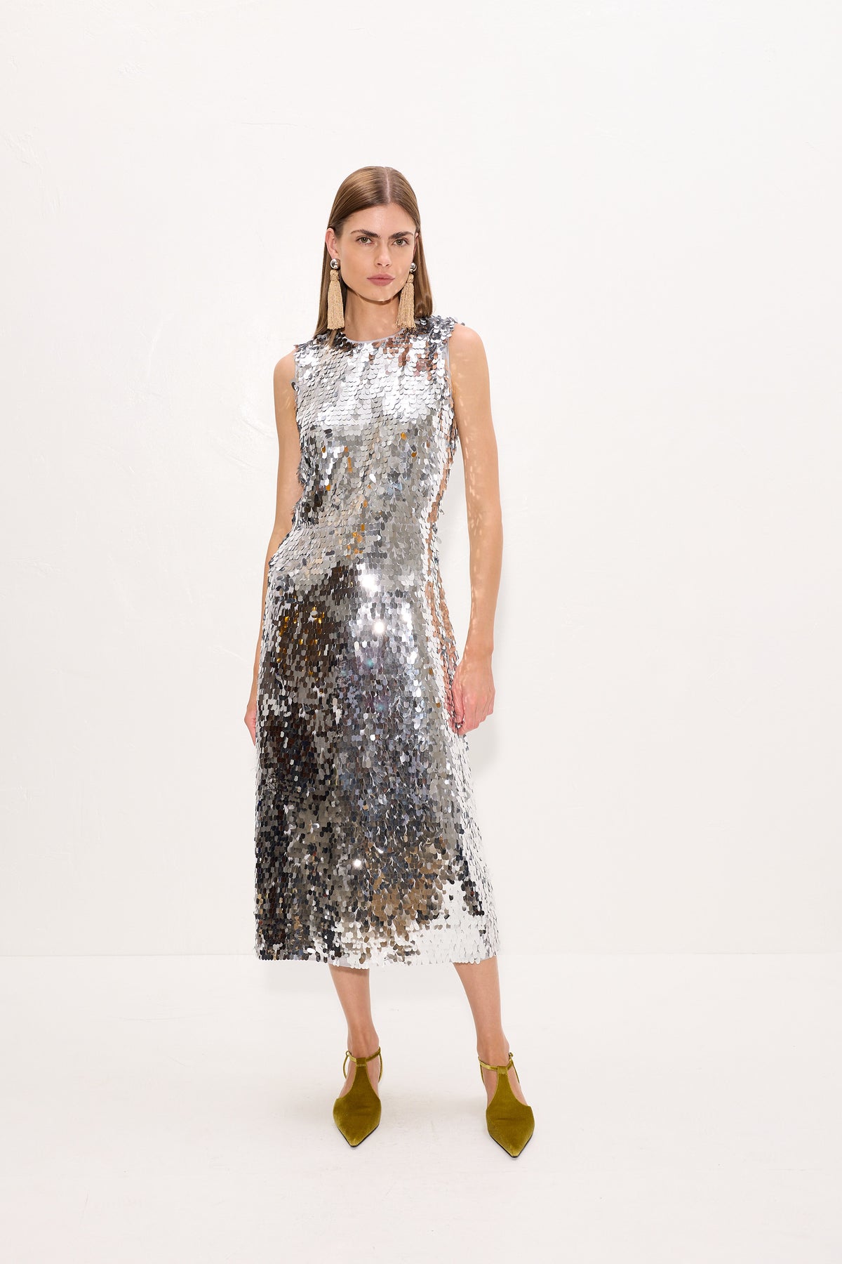 Baz Sequin Dress In Satellite Silver