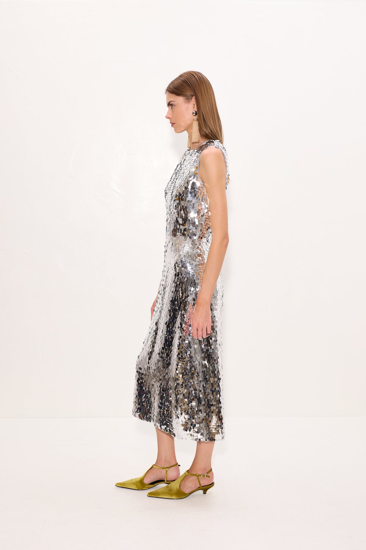 Baz Sequin Dress In Satellite Silver