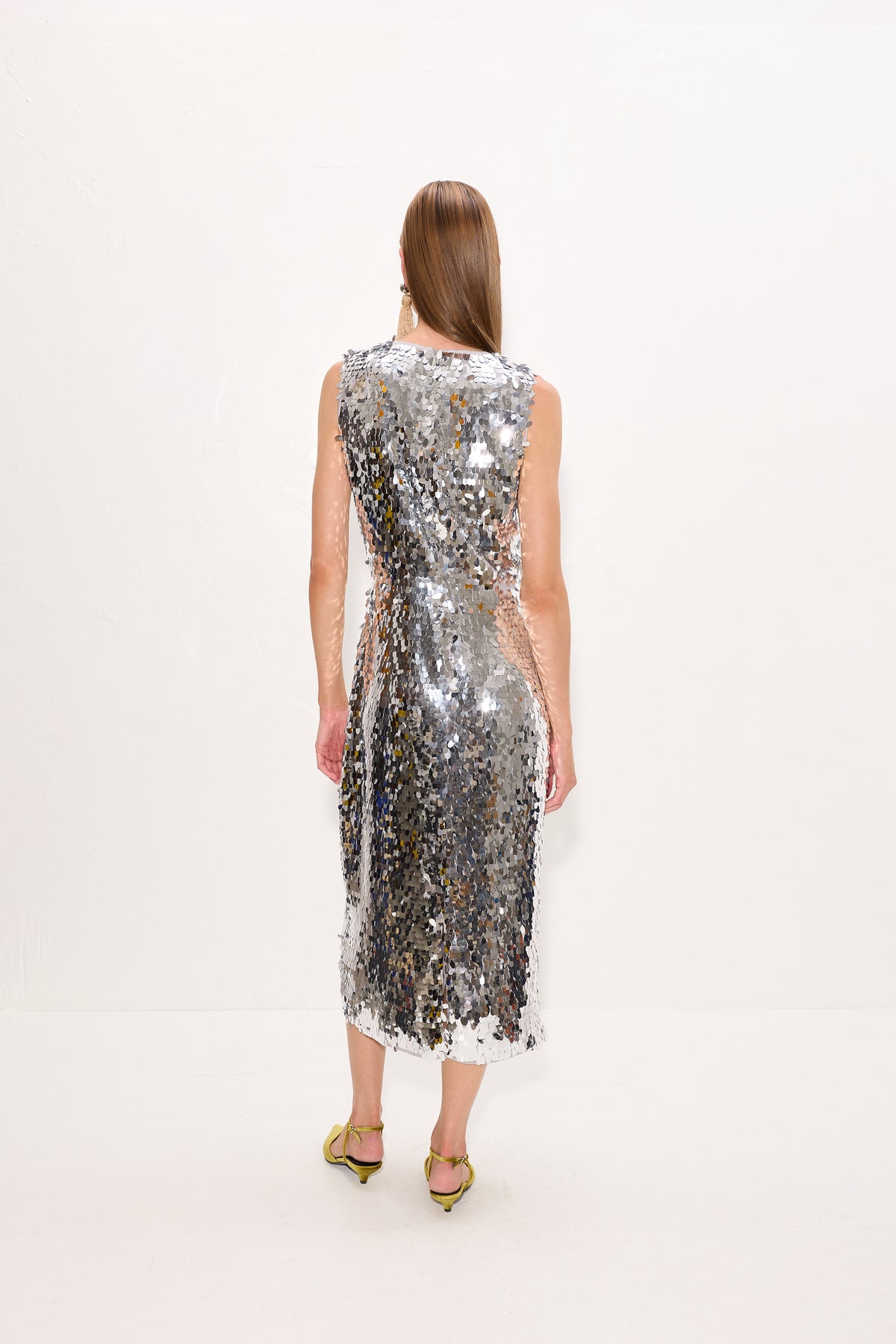 Baz Sequin Dress In Satellite Silver