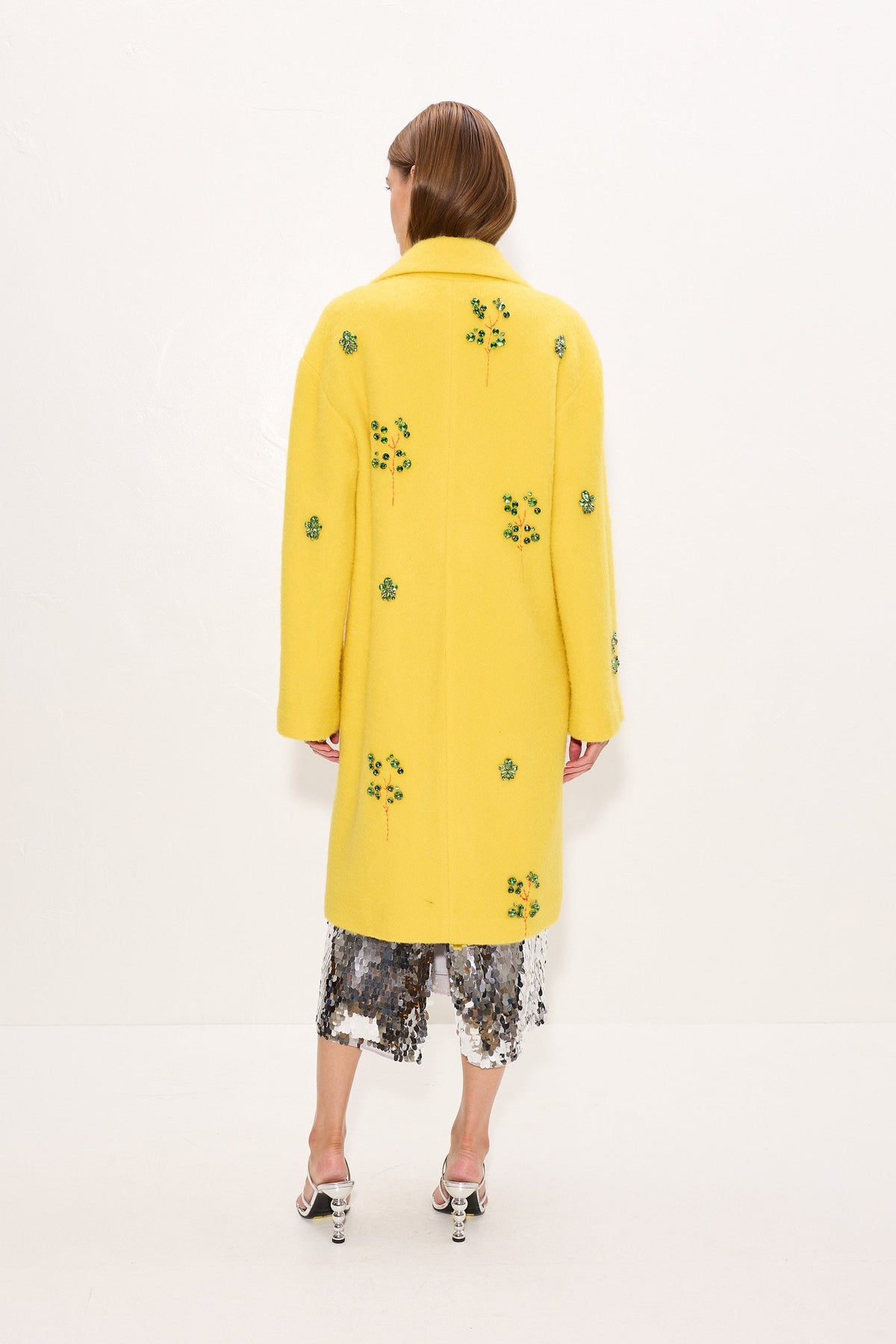 Esme Embellished Coat In Lemon Yellow