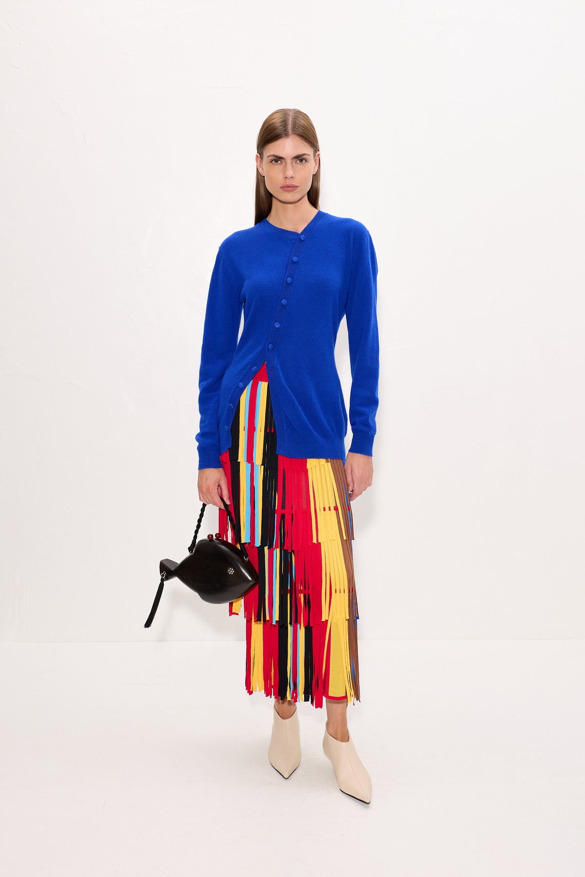 Ada Asymmetrical Cardigan In Cobalt