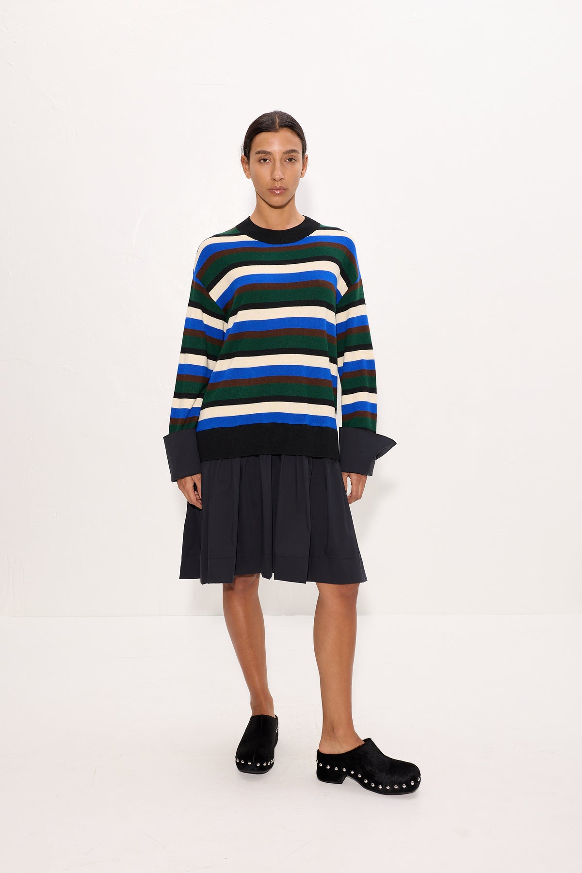 Pip Poplin Combo Dress In Rugby Stripe
