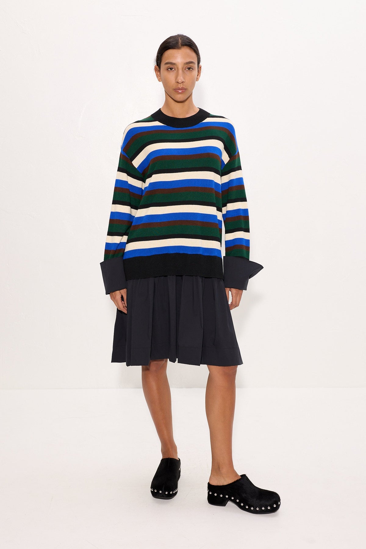 Pip Poplin Combo Dress In Rugby Stripe