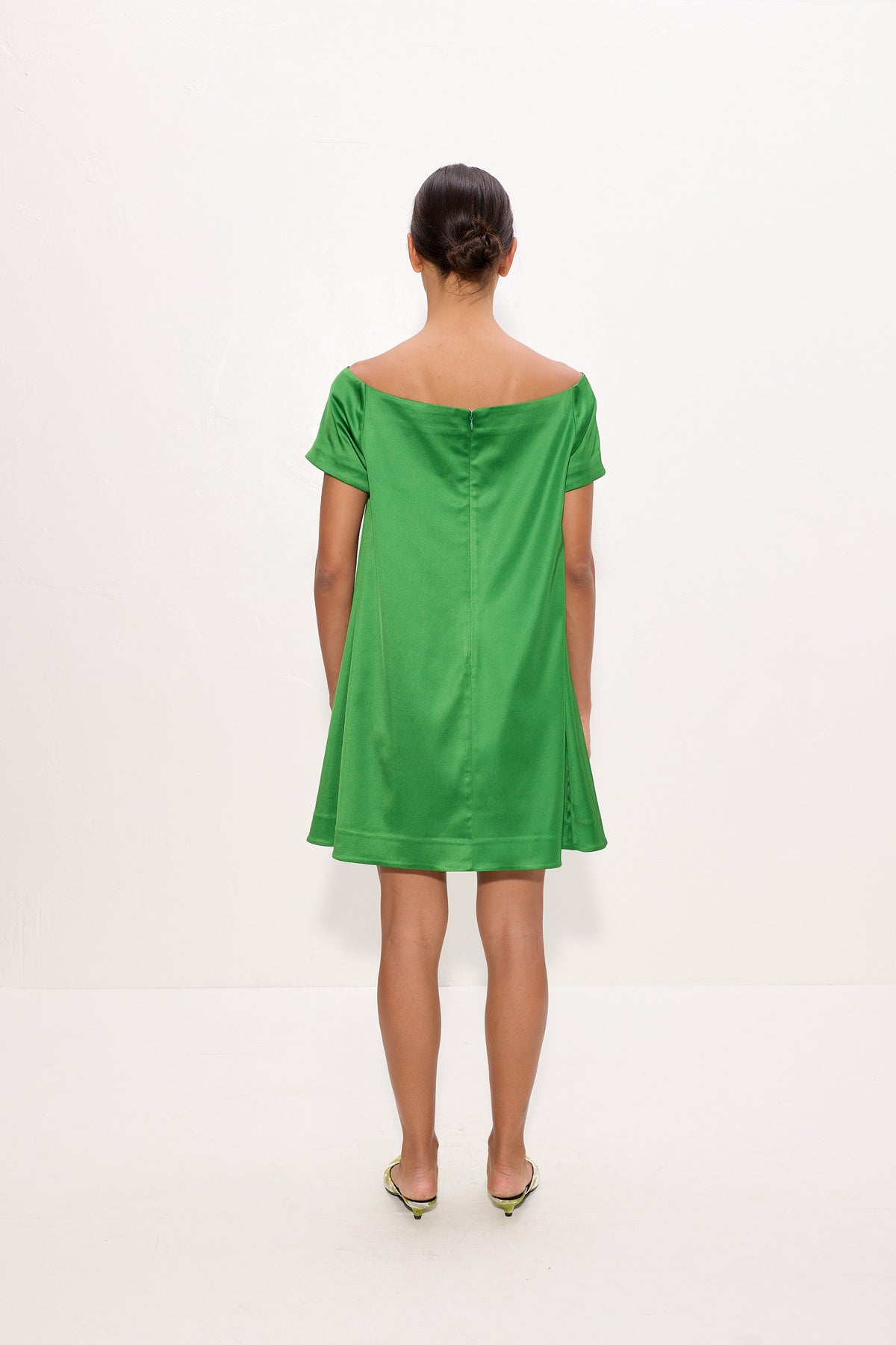 Taja Satin Mini Dress In Matcha