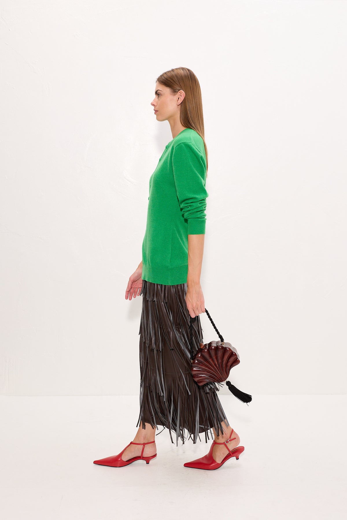 Ada Asymmetrical Cardigan In Grass Green