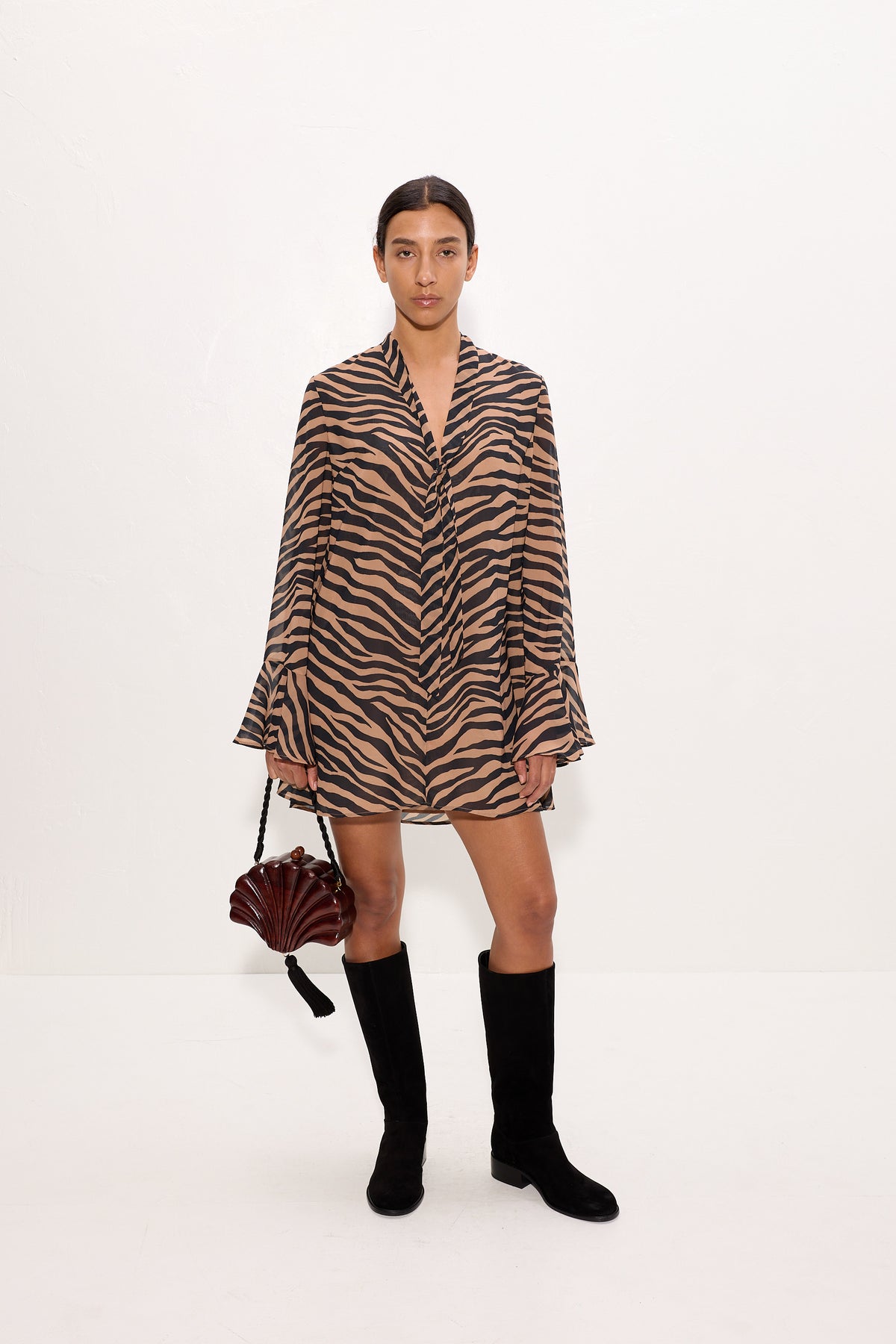Marion Chiffon Dress In Tiger Stripe