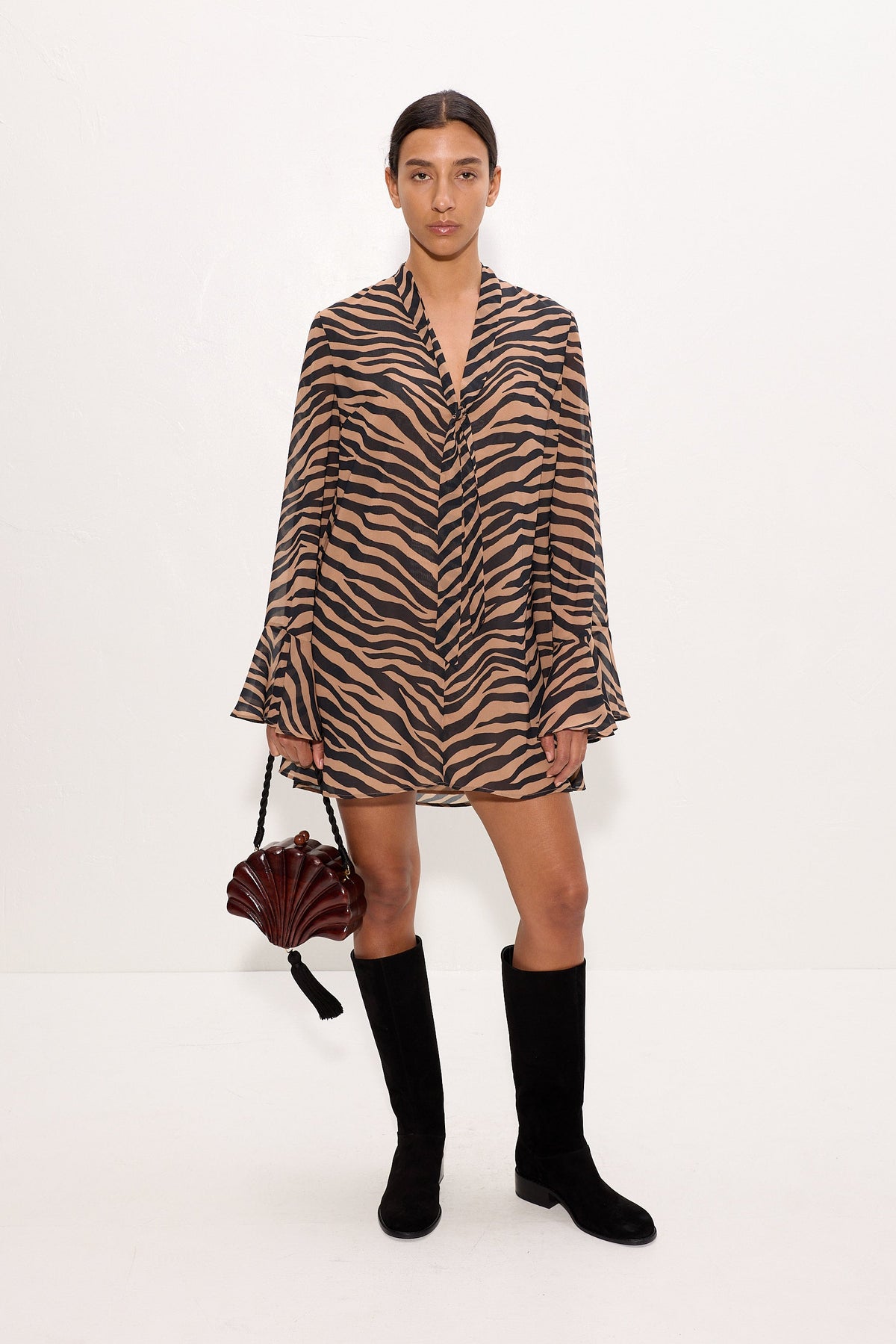 Marion Chiffon Dress In Tiger Stripe