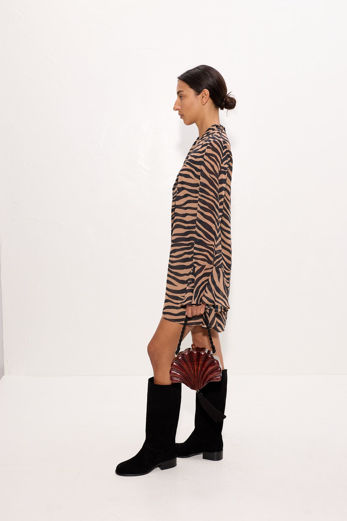 Marion Chiffon Dress In Tiger Stripe