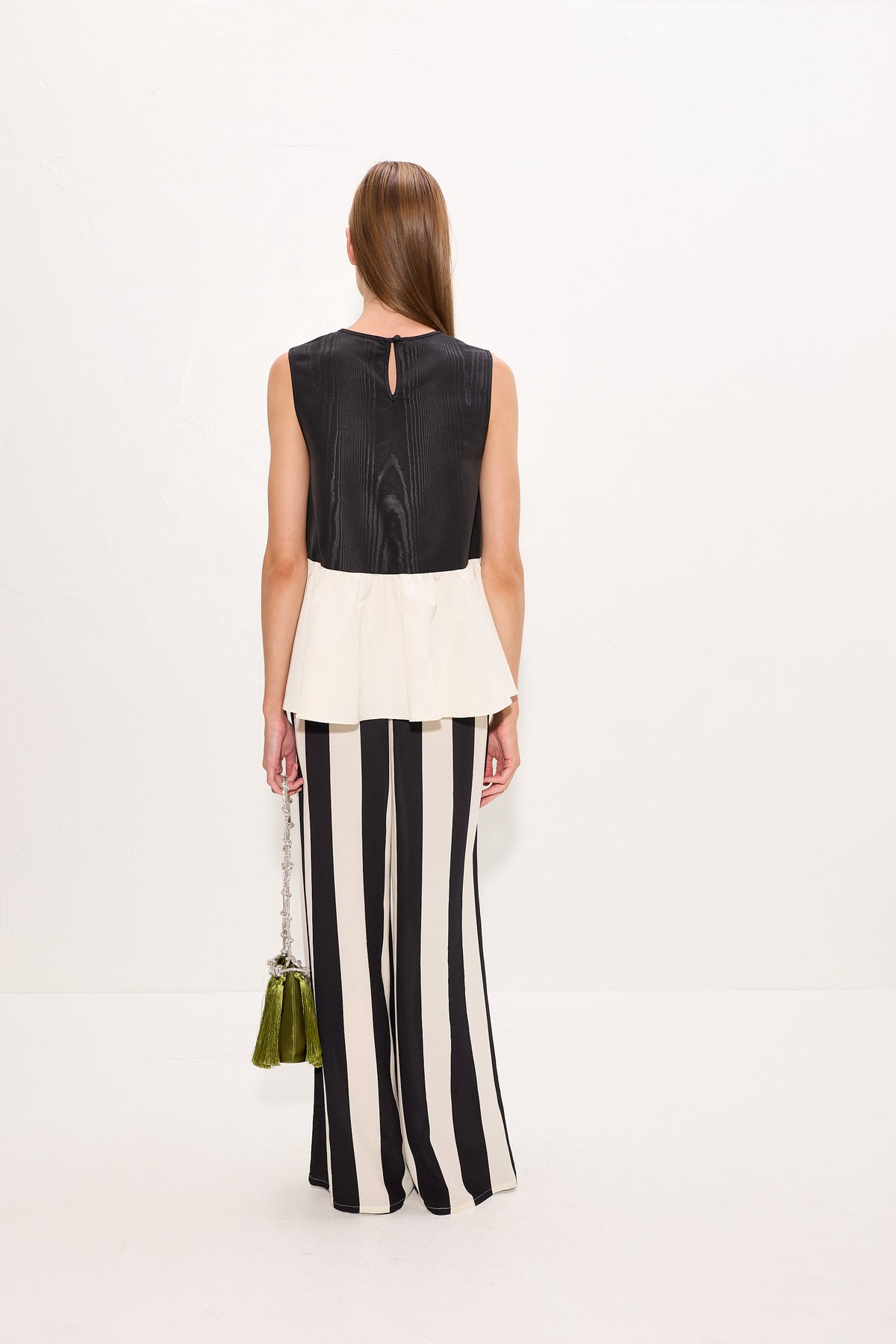 Iris Moire Top In Black/Bone