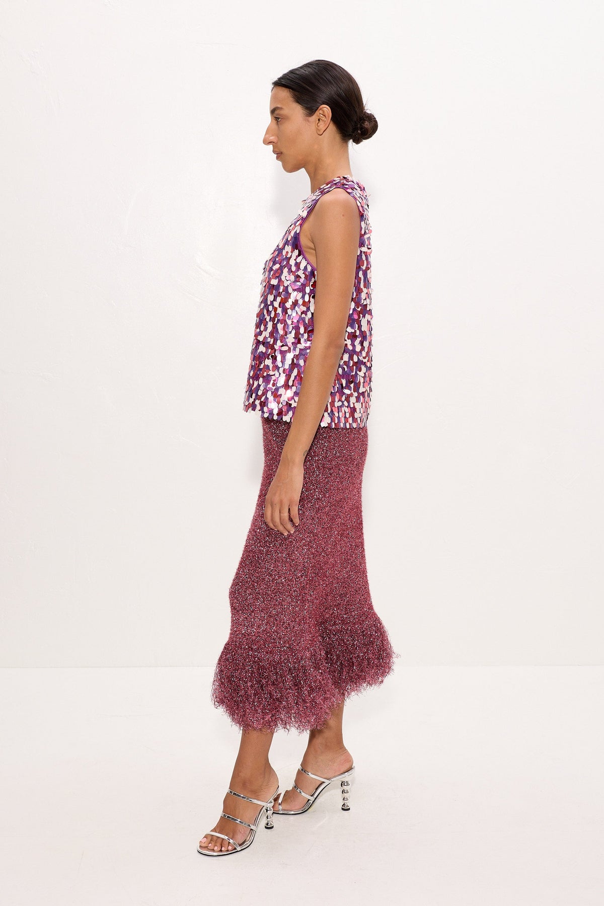 Shirley Sequin Top In Berry Mosaic