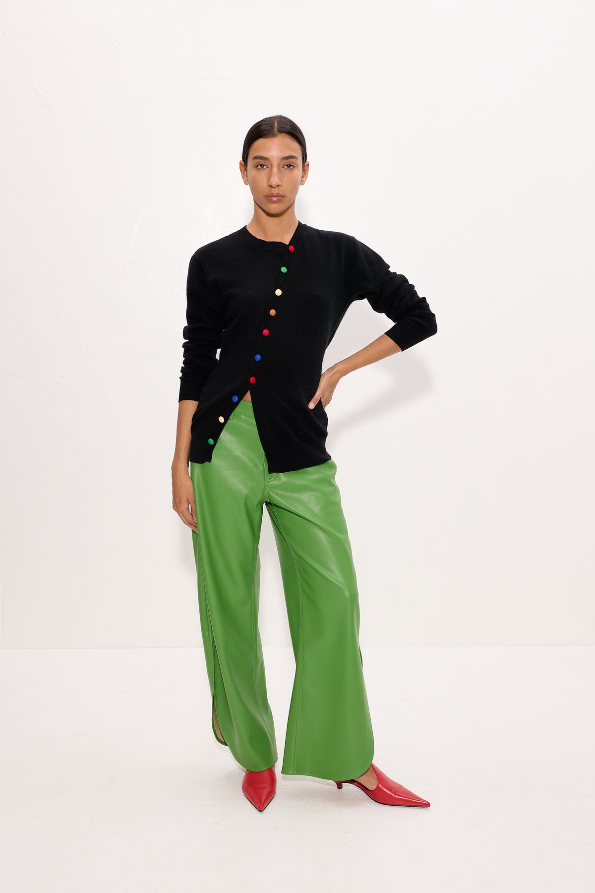 Livia Vegan Leather Pant In Matcha