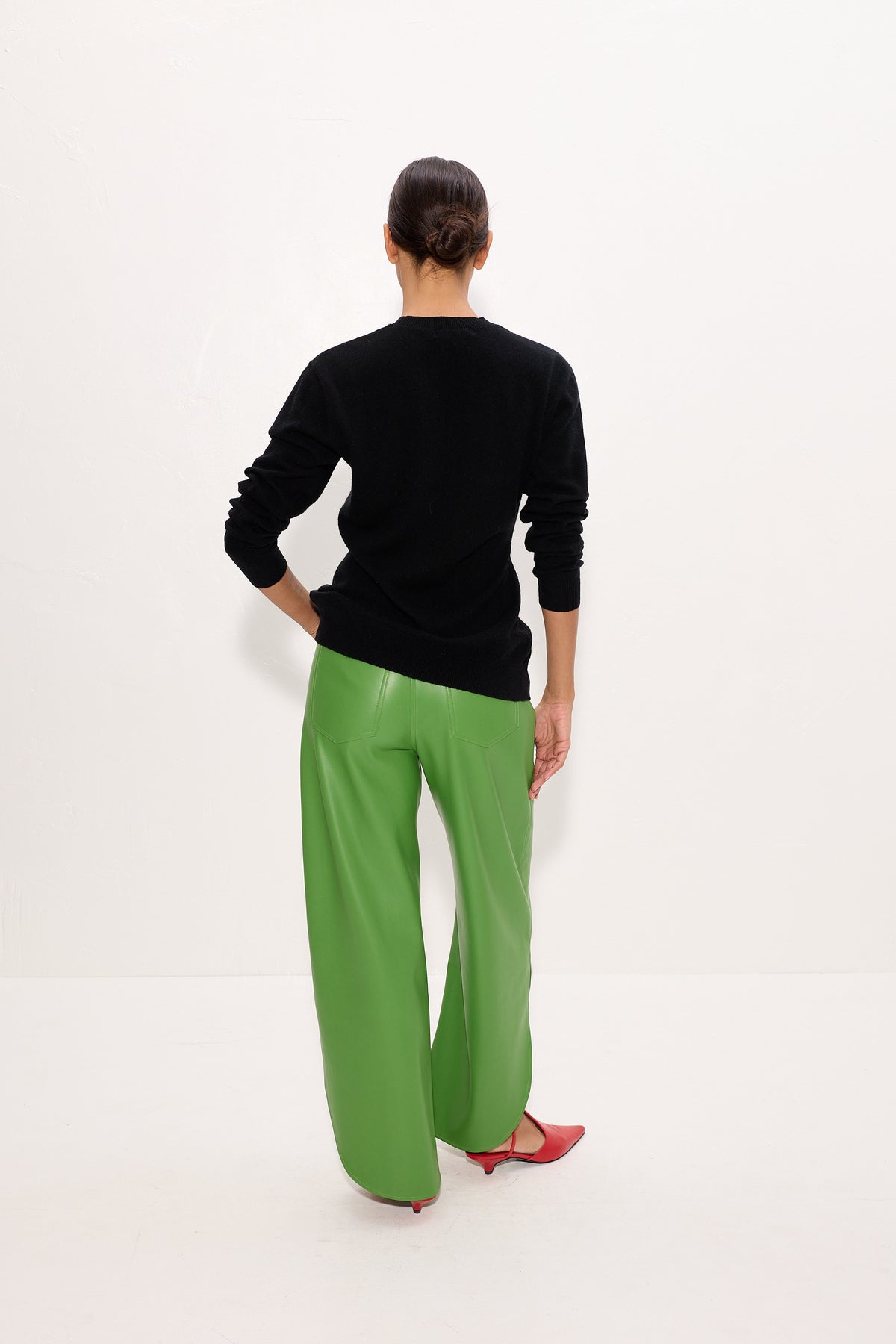 Livia Vegan Leather Pant In Matcha