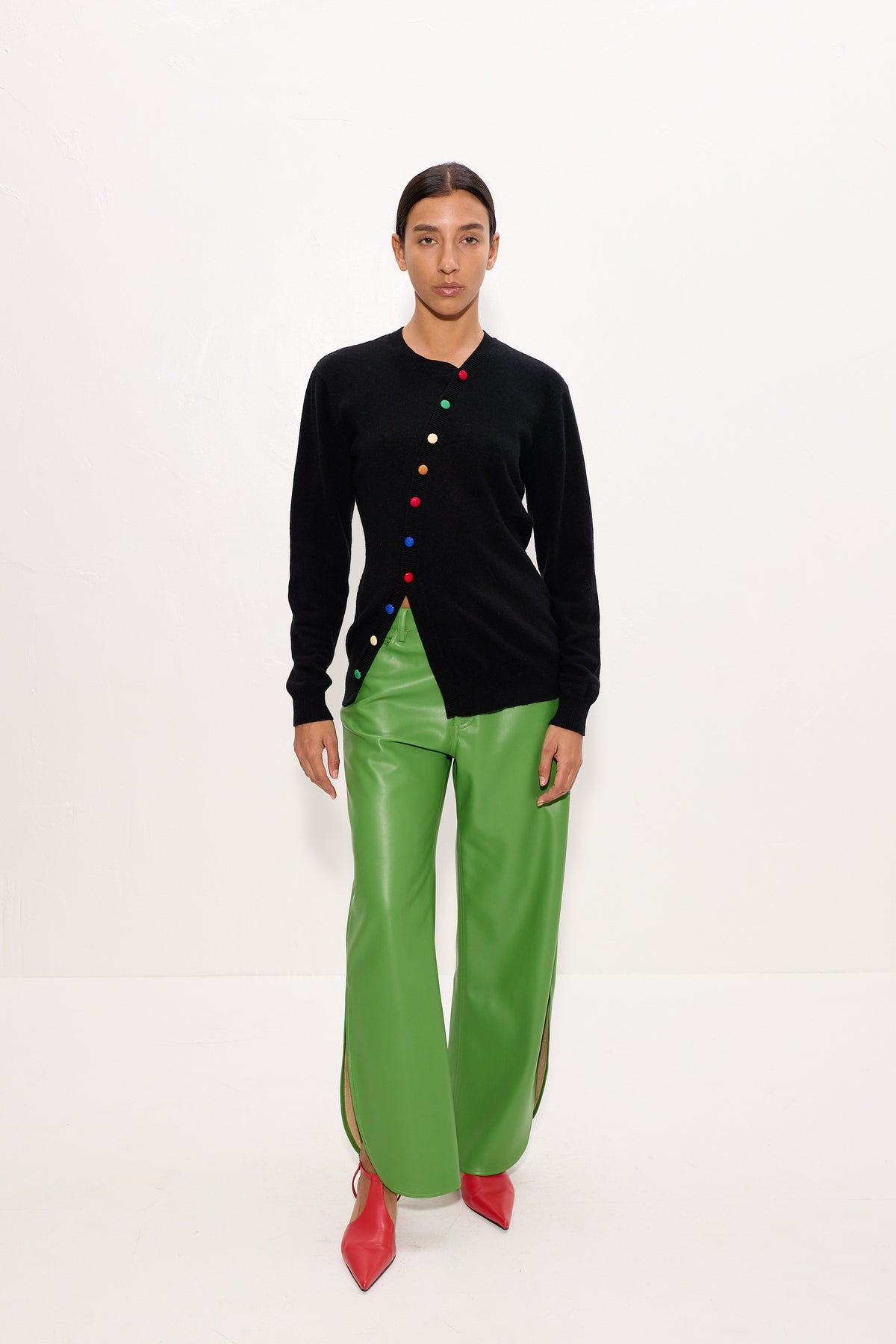 Ada Asymmetrical Cardigan In Black Multi