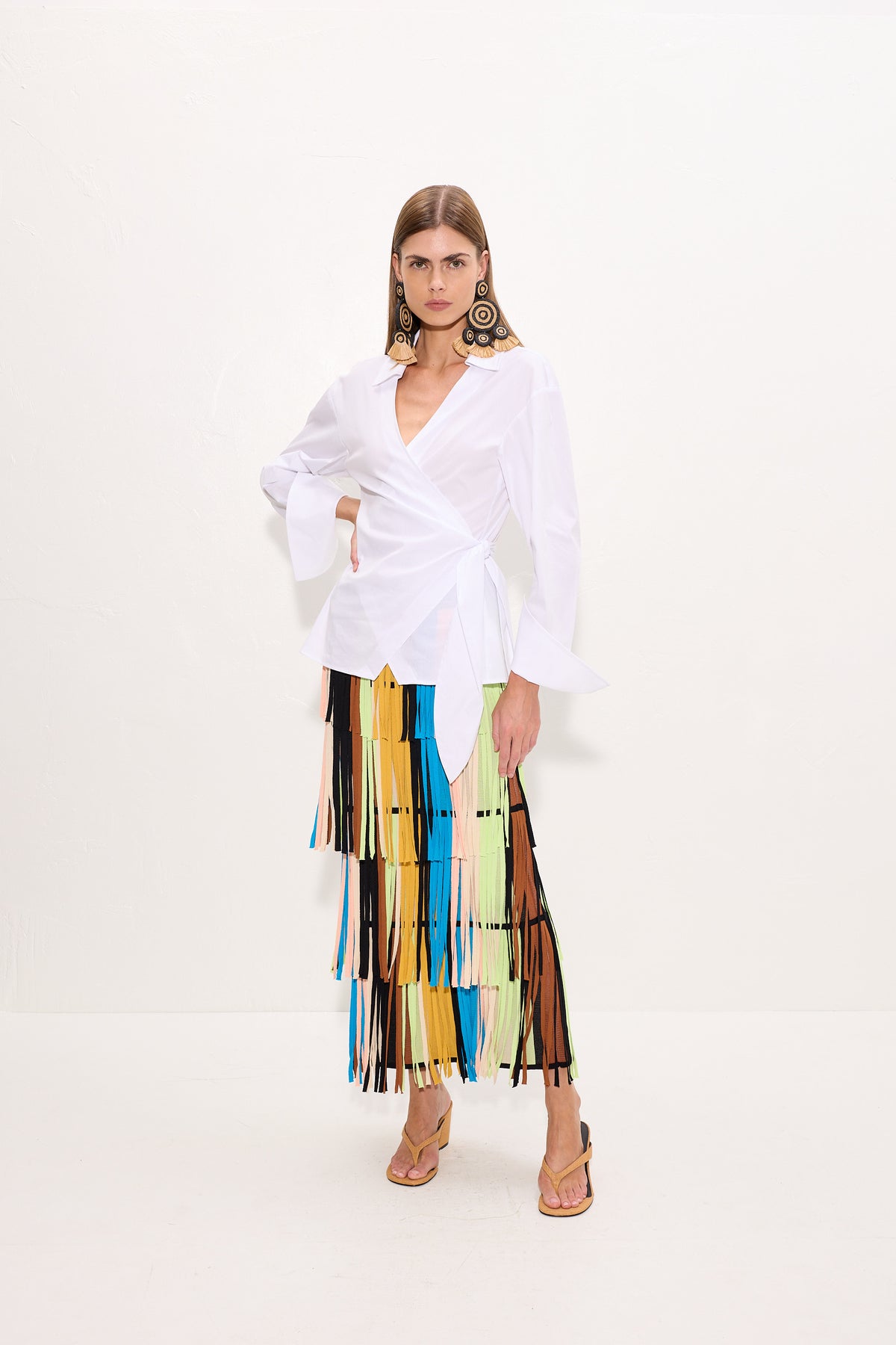 Anya Poplin Wrap Top In Macadamia