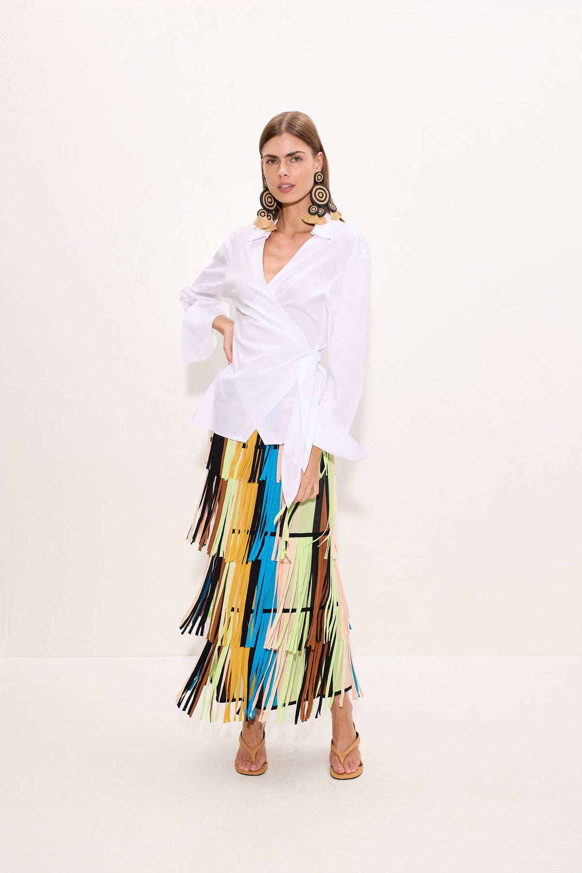 Anya Poplin Wrap Top In Macadamia