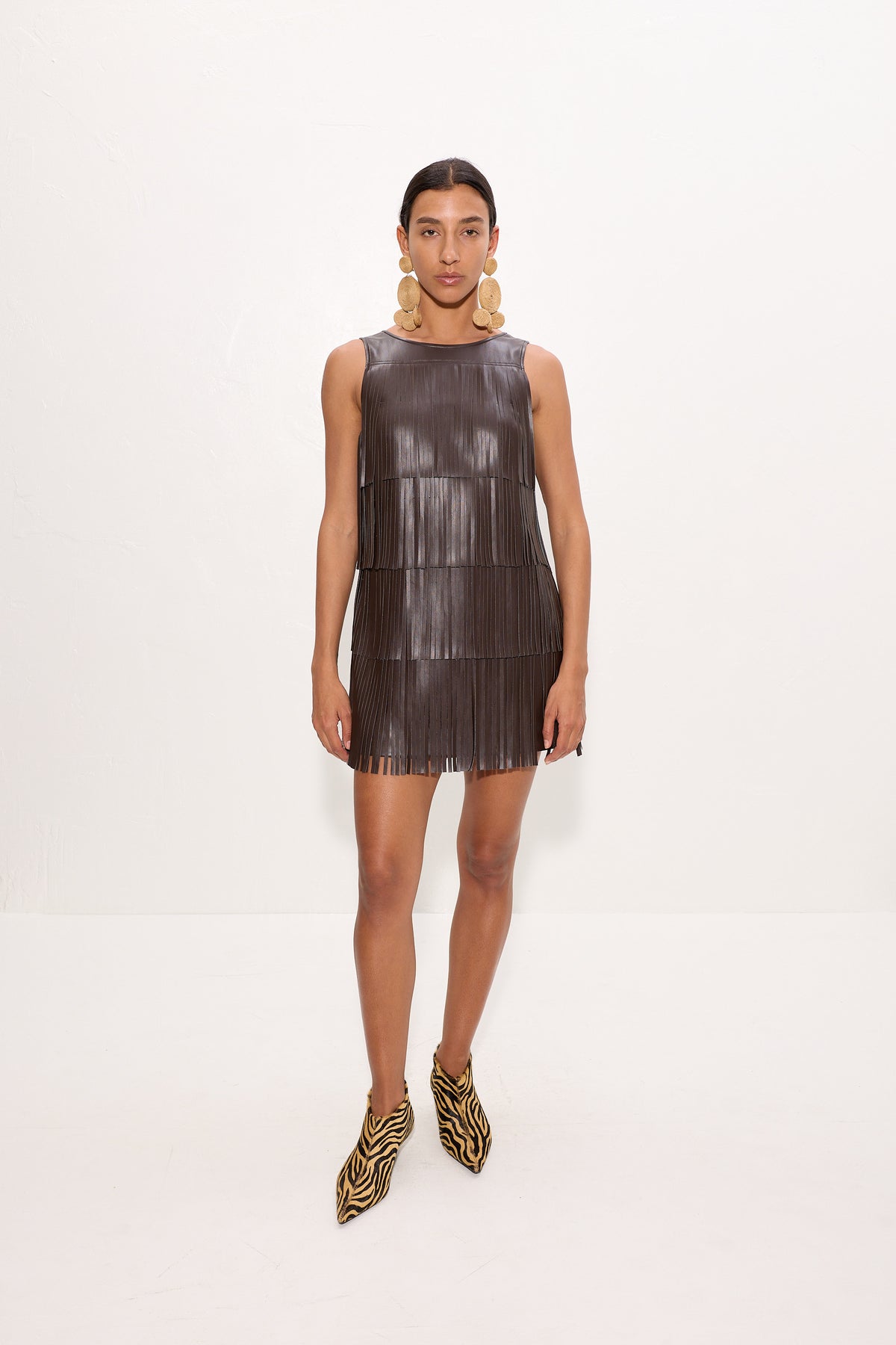 Jupiter Fringe Dress In Dark Choco Brown