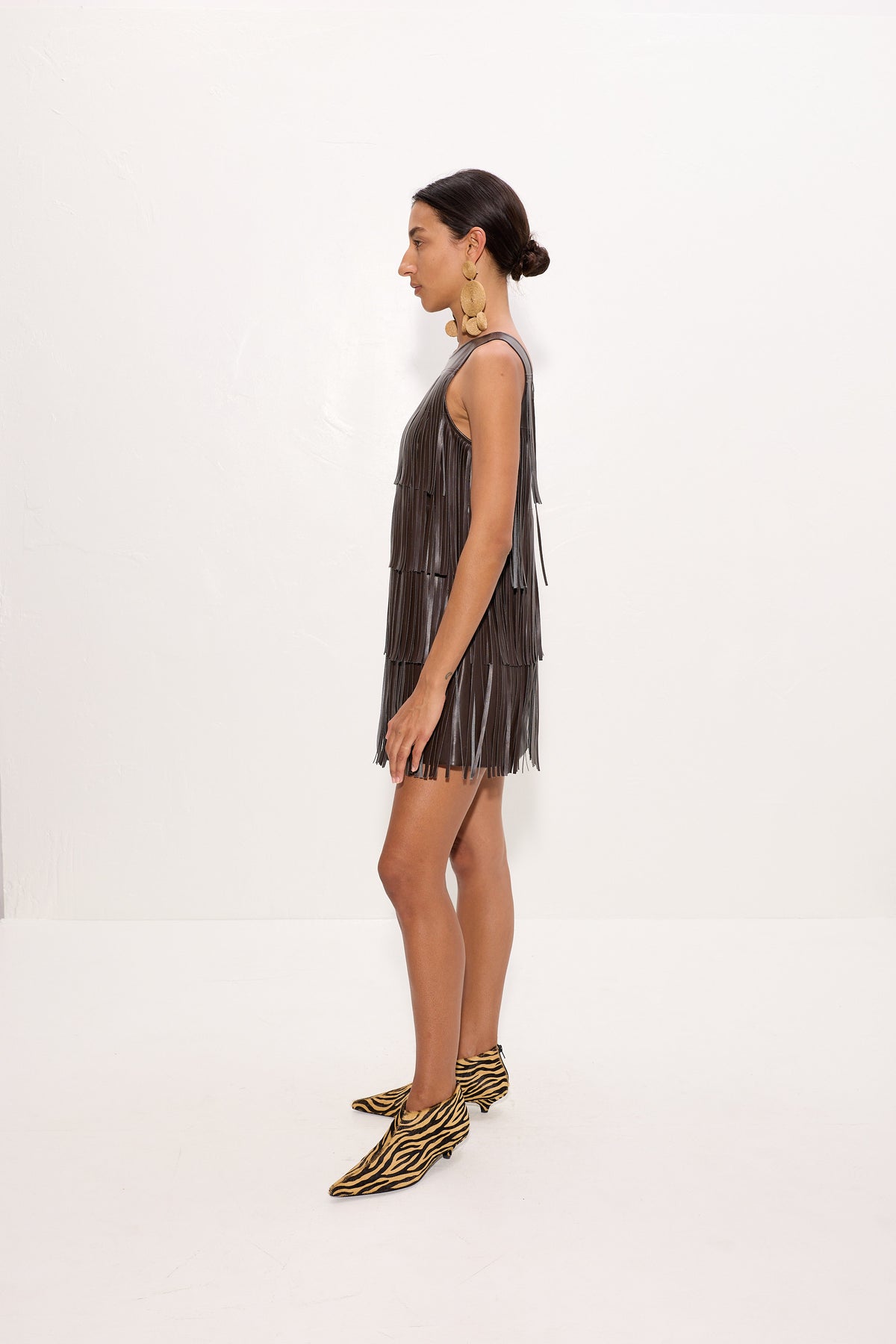 Jupiter Fringe Dress In Dark Choco Brown