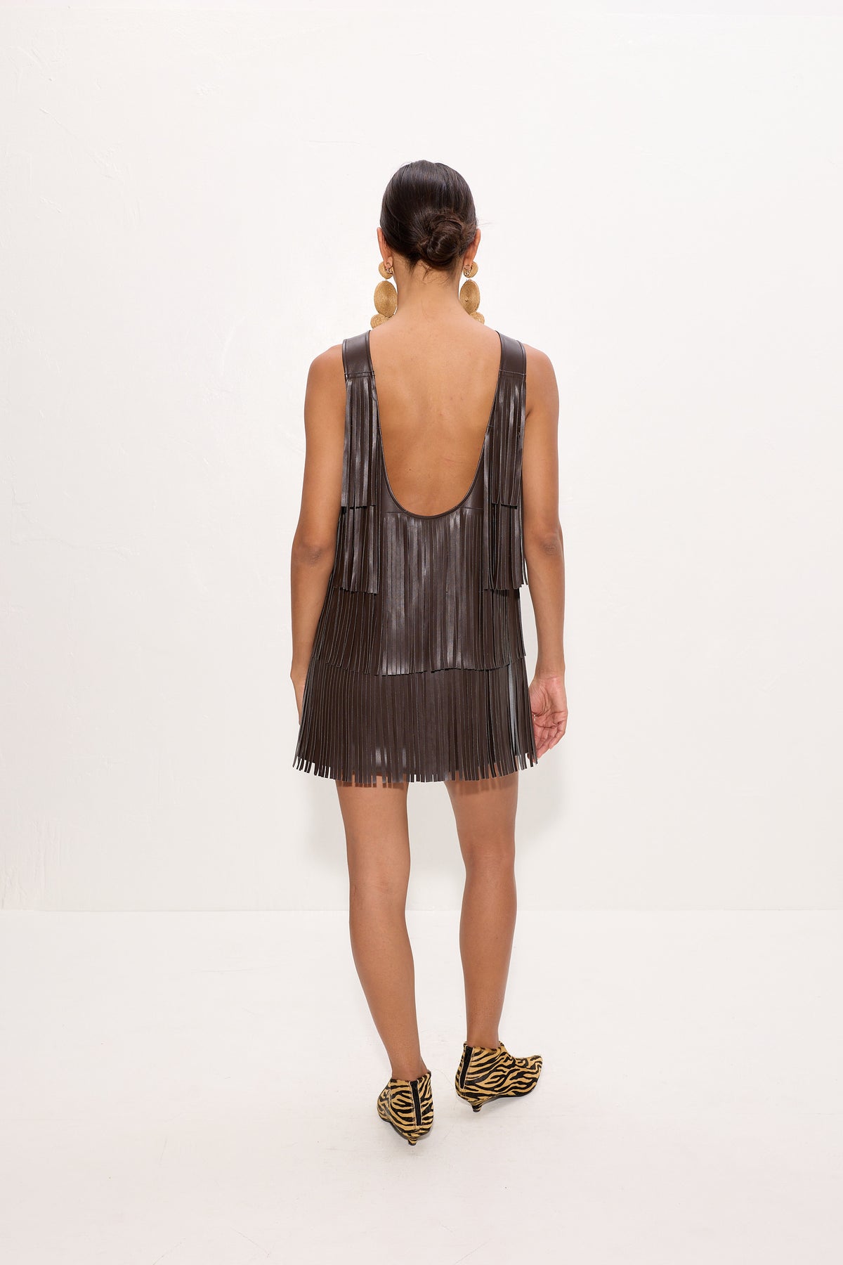 Jupiter Fringe Dress In Dark Choco Brown